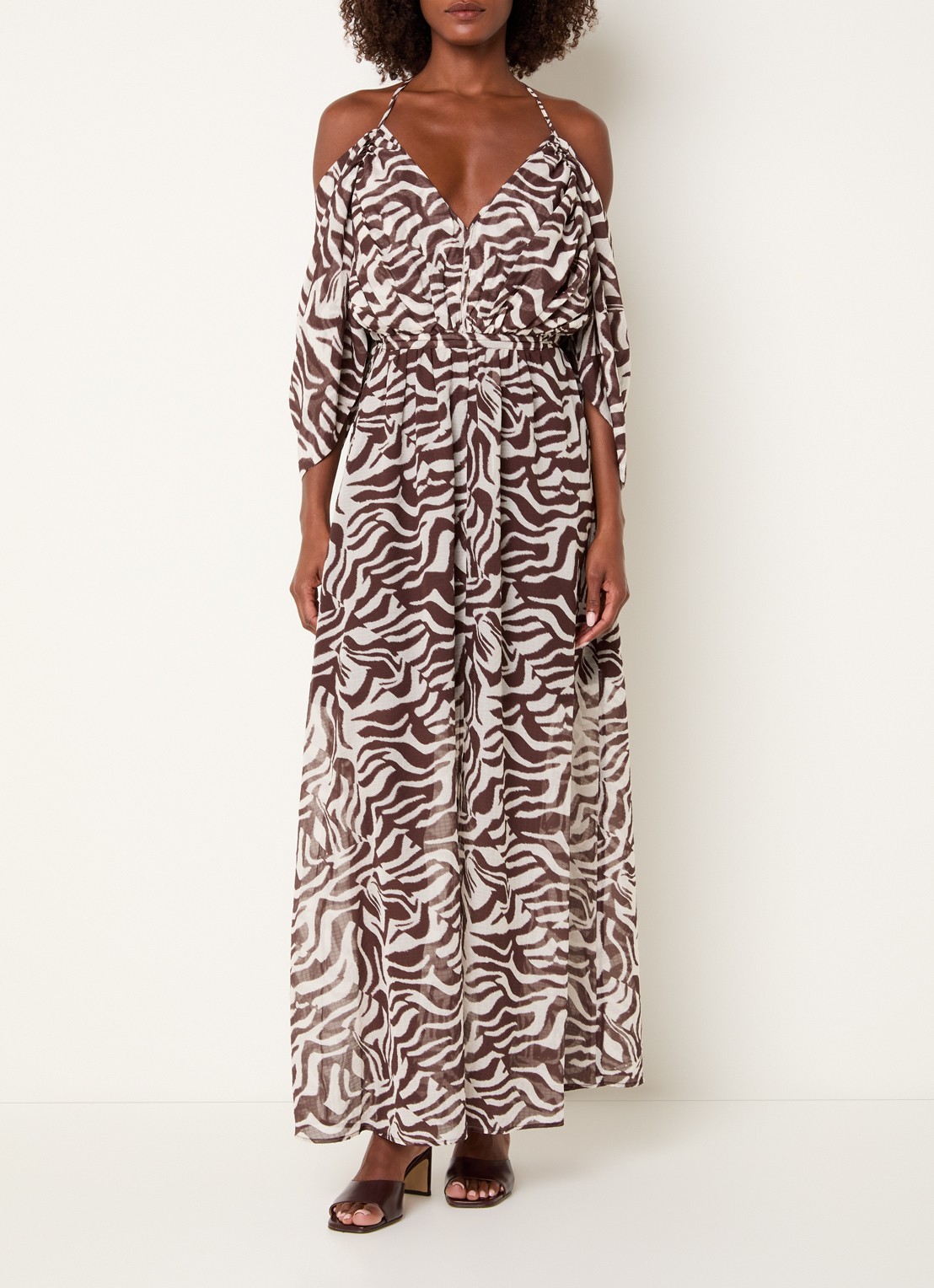 Dante 6 Maxi jurk met dierenprint - detail 4 donkerbruin