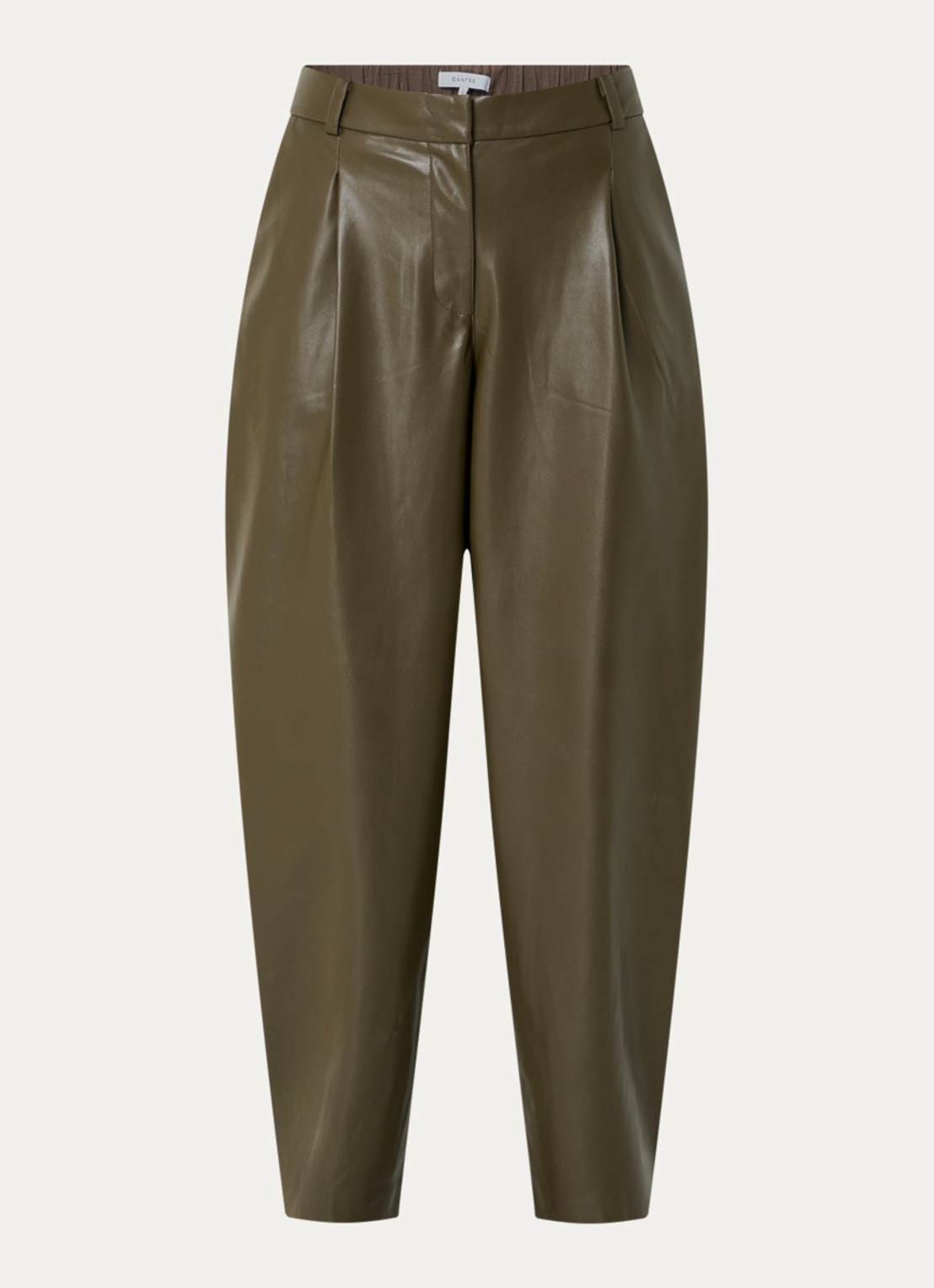 Dante 6 Mid waist balloon fit broek van imitatieleer  - voorkant 2 groen