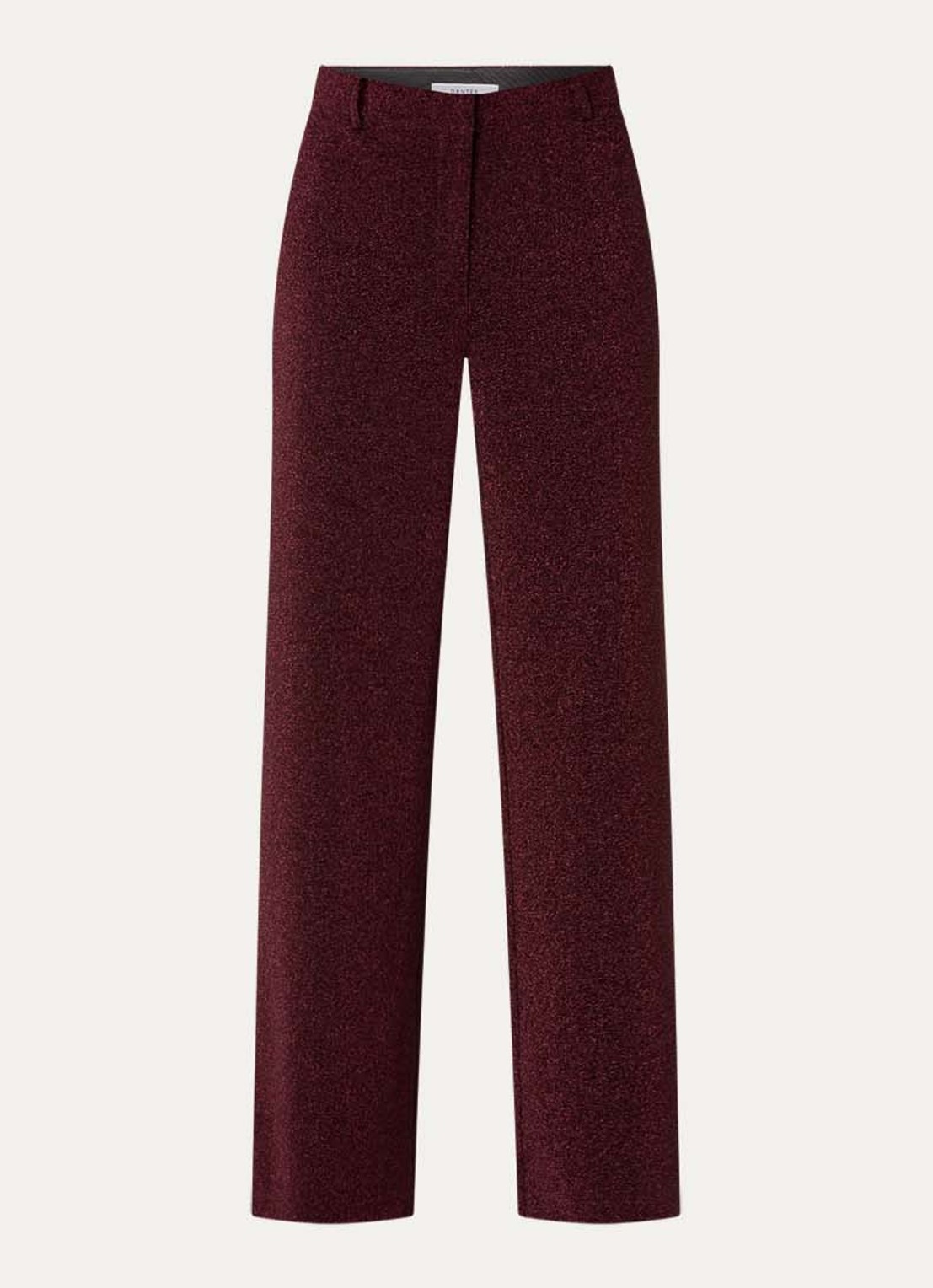 Dante 6 Noemia high waist straight fit pantalon met lurex - voorkant bordeauxrood