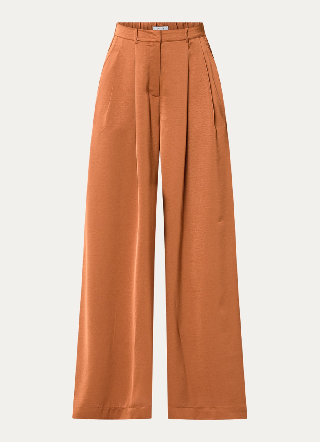 Dante 6 Onique high waist wide fit pantalon van satijn - voorkant 2 donkeroranje