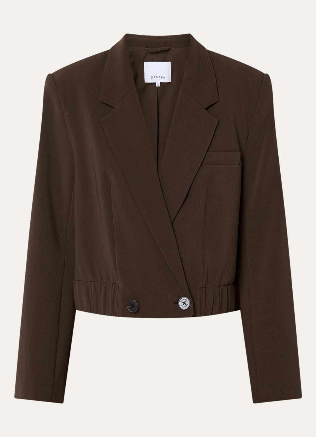 Dante 6 Reilley cropped blazer met borstzak - voorkant 2 donkerbruin