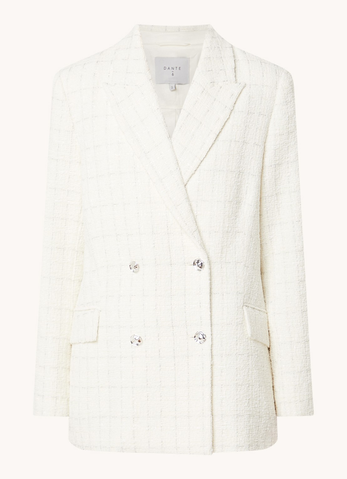 Dante 6 Renoir double-breasted blazer van bouclé met klepzakken  - voorkant 2 creme