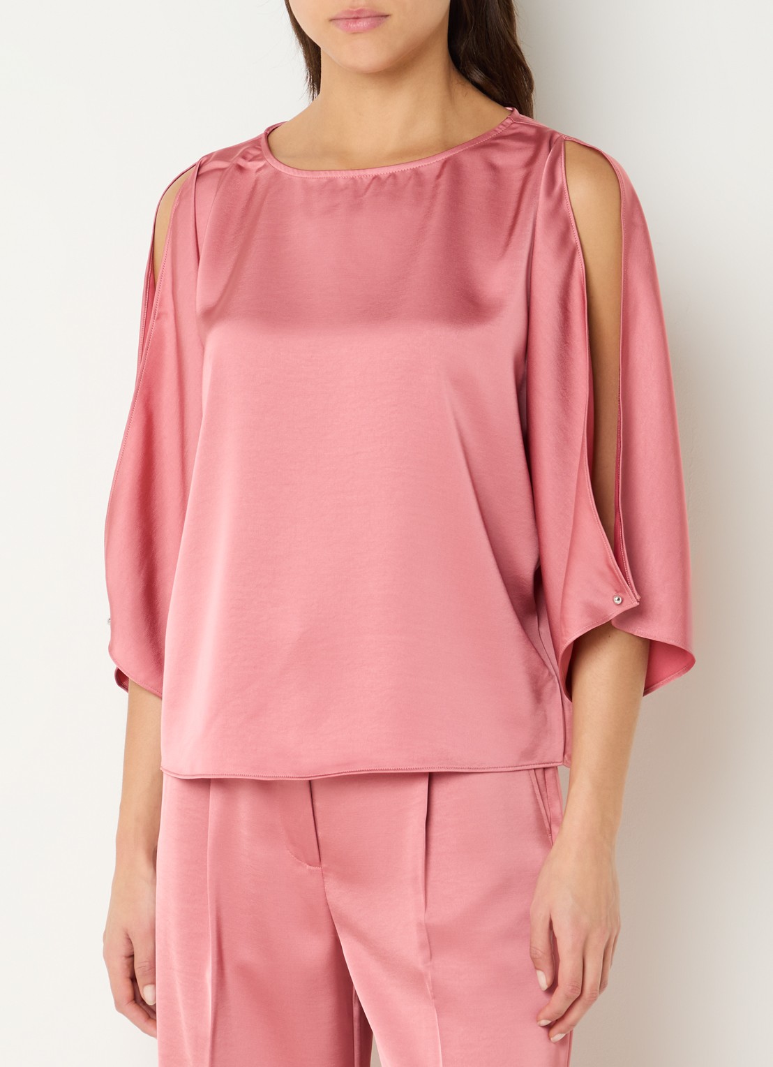 Dante 6 Risette top van satijn  - detail 2 roze