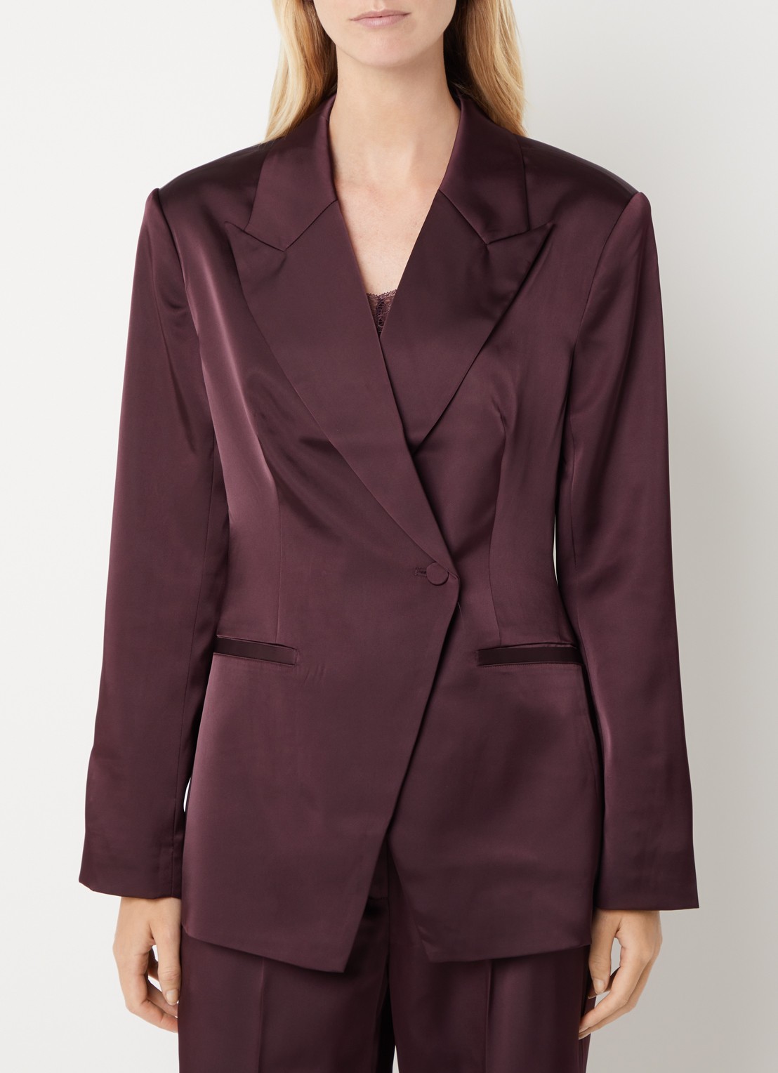 Dante 6 Rush blazer van satijn - detail 3 bruin
