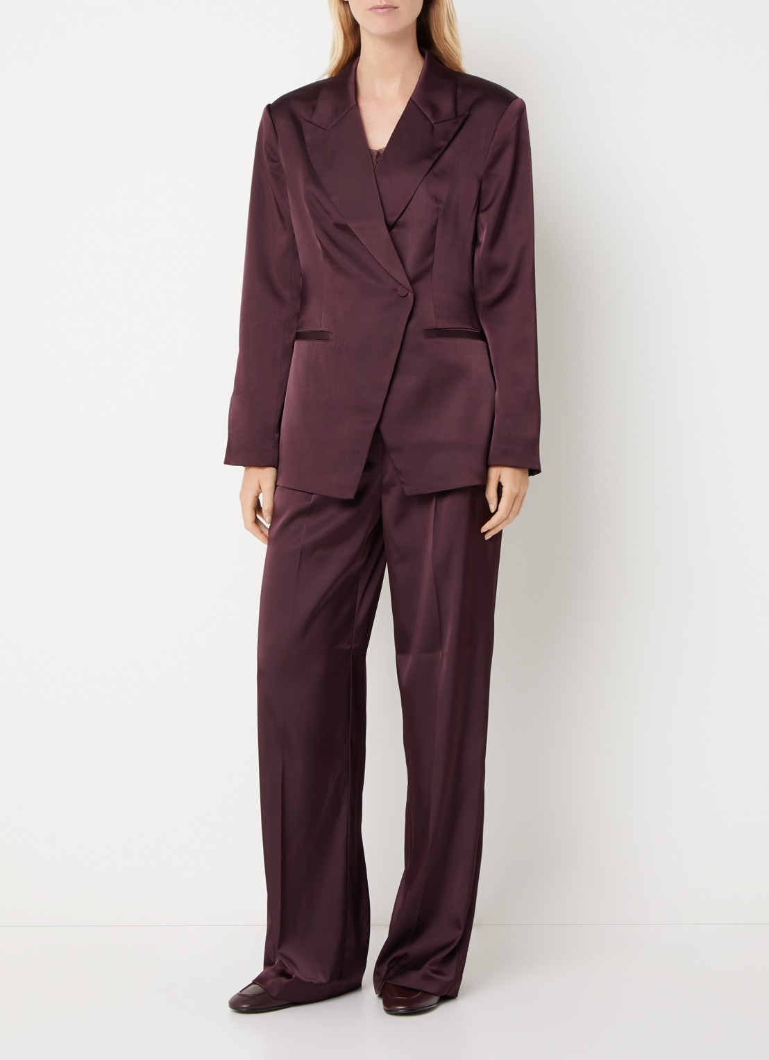 Dante 6 Rush blazer van satijn - voorkant 2 bruin