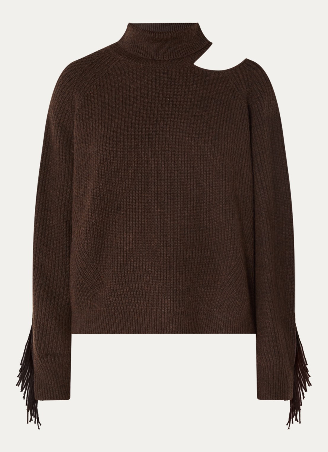 Dante 6 Siega ribgebreide trui in merino wolblend met col - voorkant 3 donkerbruin