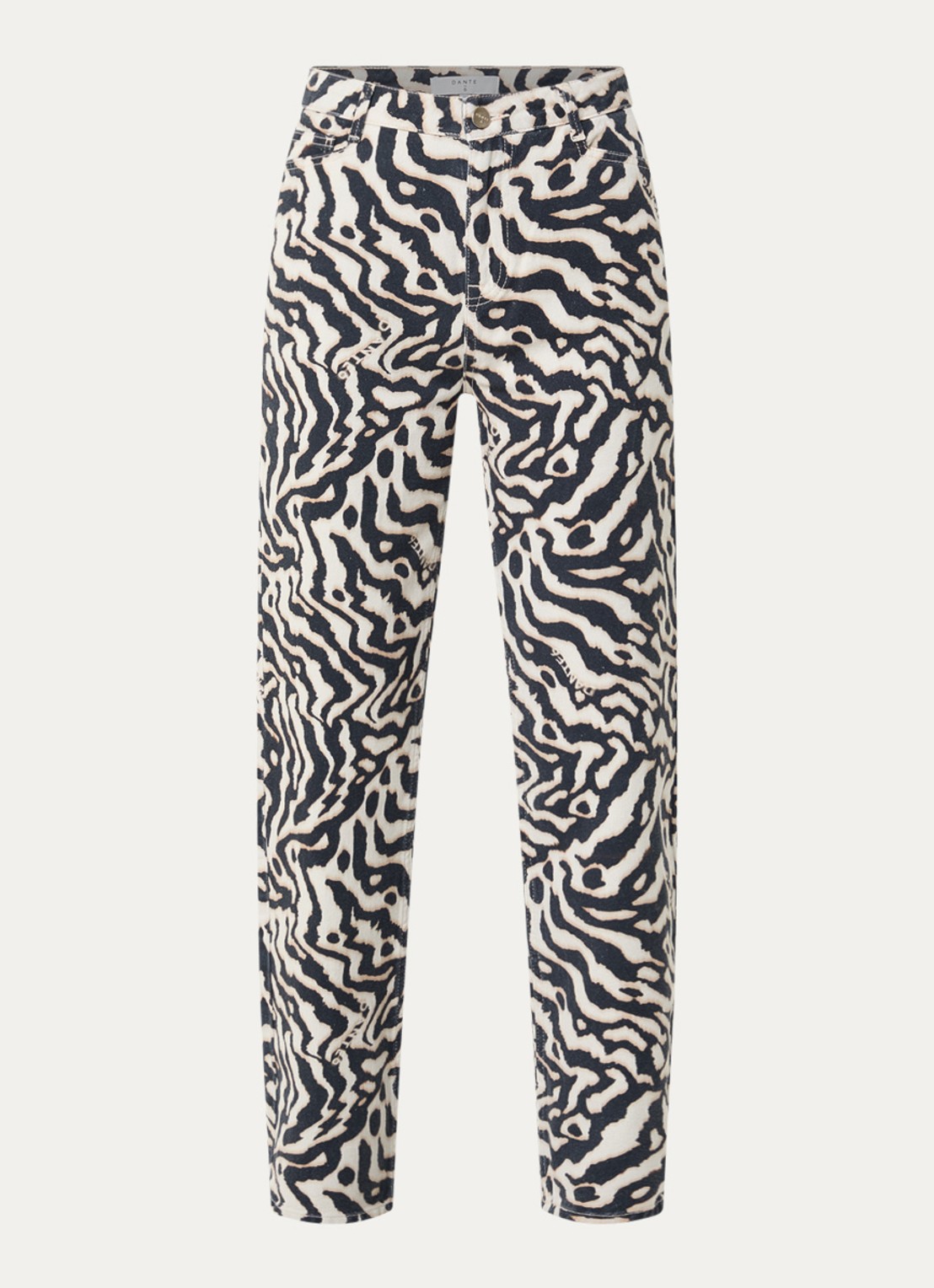 Dante 6 Spotted high waist loose fit jeans met zebraprint - voorkant 2 zwart