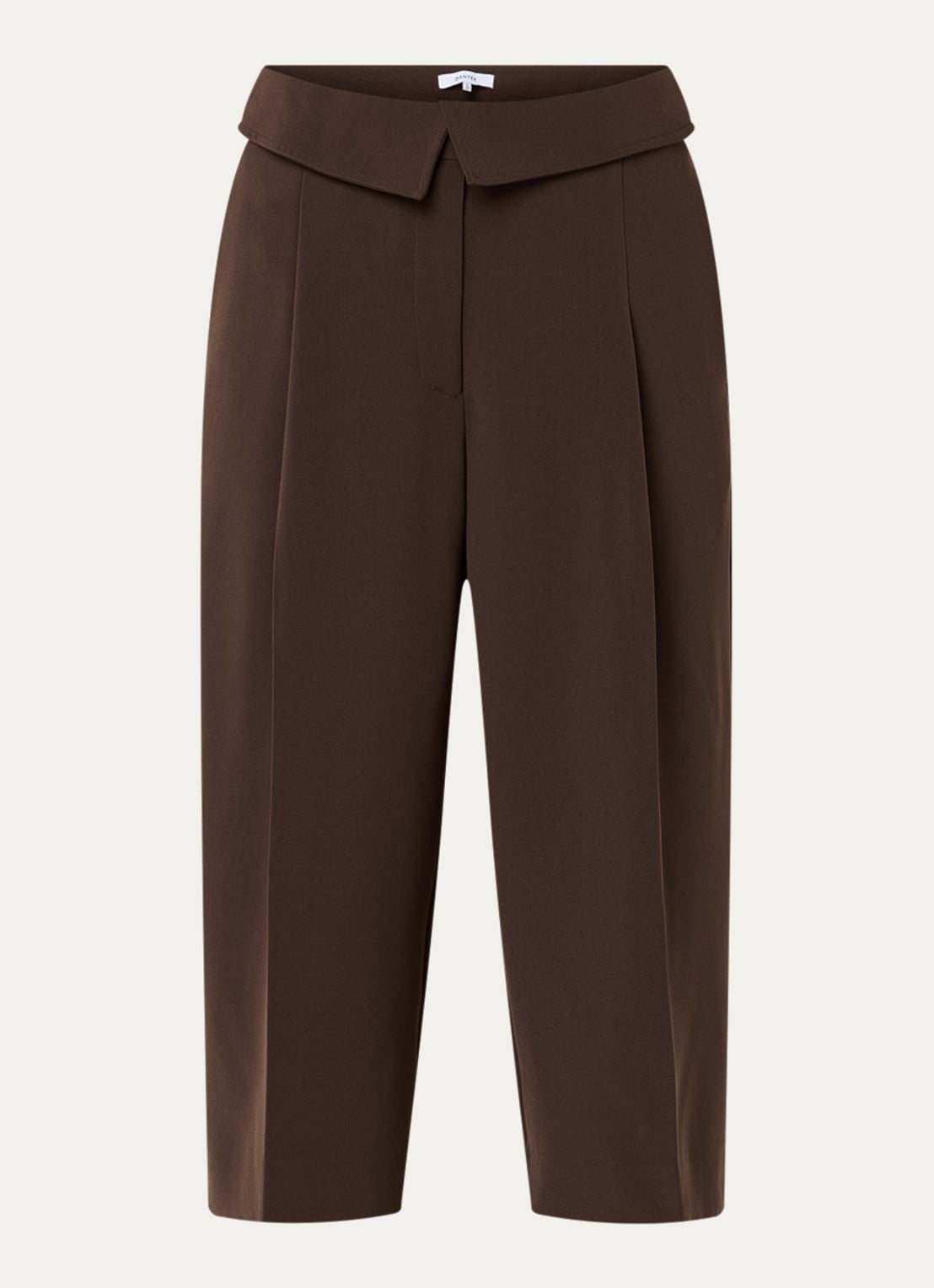 Dante 6 Tresor high waist loose fit korte broek met steekzakken - voorkant 3 donkerbruin