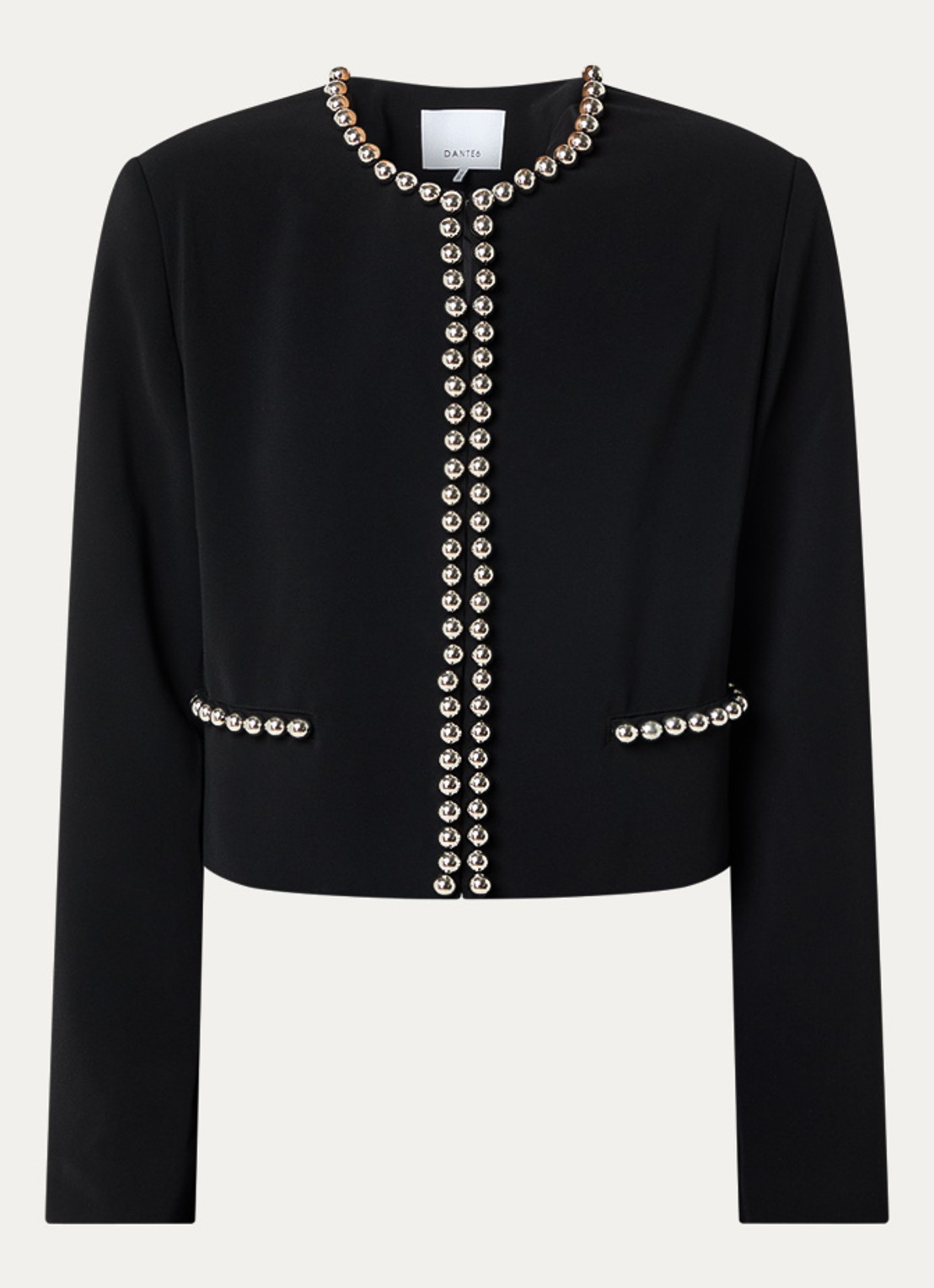 Dante 6 Virgo cropped blazer met kralendecoratie - voorkant zwart