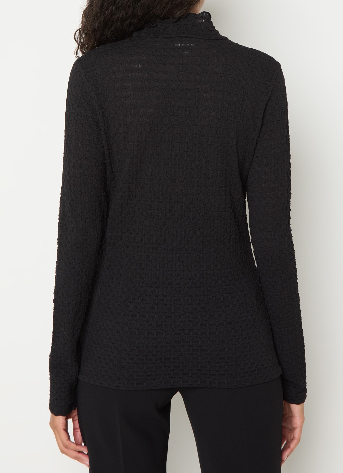 Dante 6 Zane longsleeve met structuur en opstaande kraag - achterkant zwart