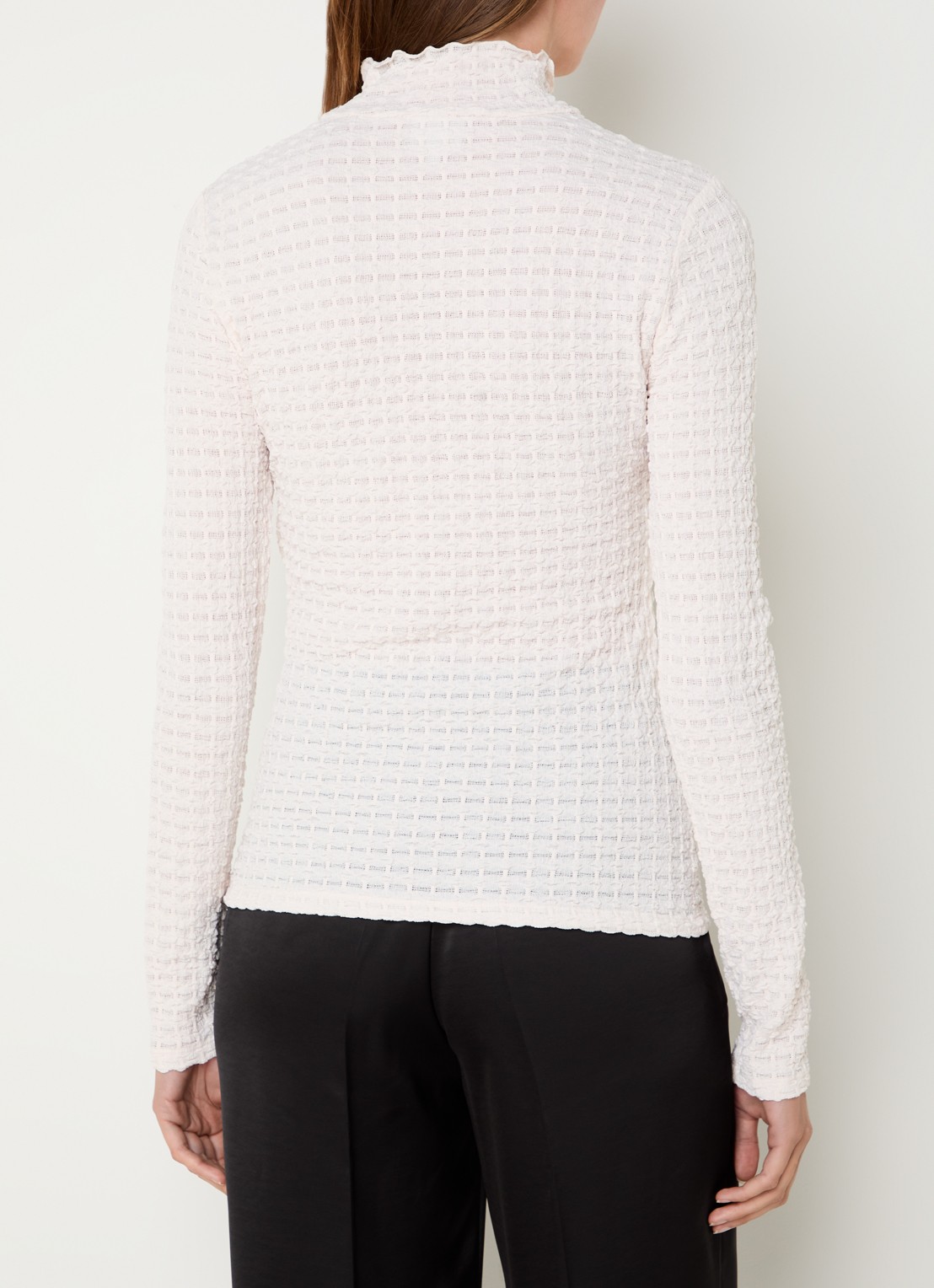 Dante 6 Zane longsleeve met structuur en opstaande kraag - achterkant 2 creme