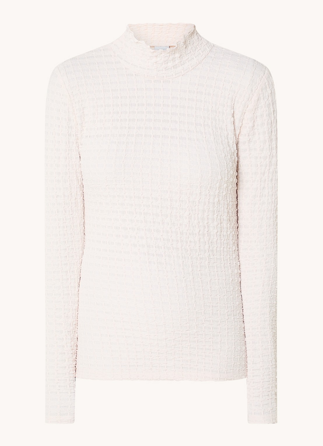 Dante 6 Zane longsleeve met structuur en opstaande kraag - voorkant 3 creme