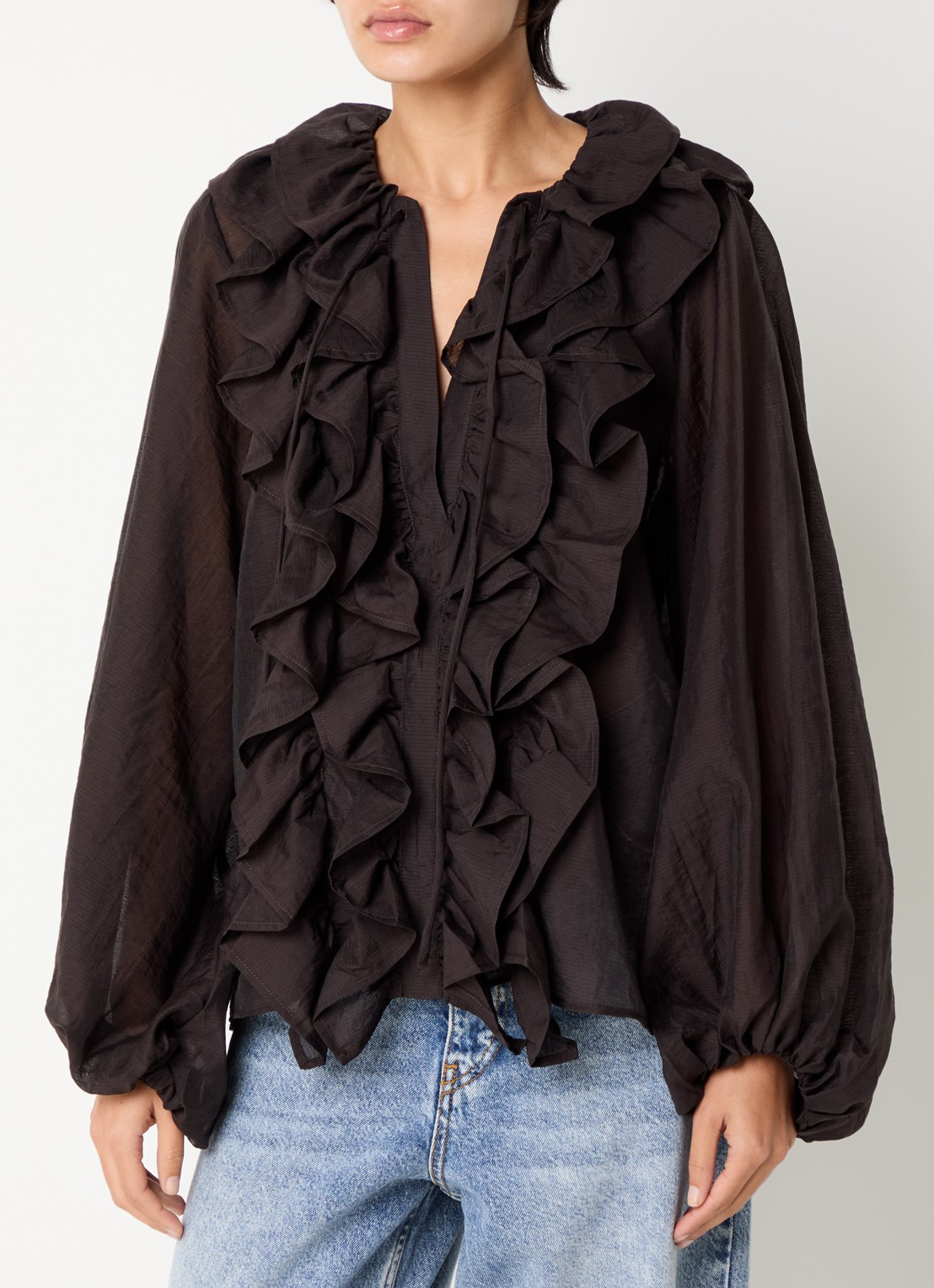 Day Birger et Mikkelsen Dayfrey tuniek met ruches - detail 4 bruin