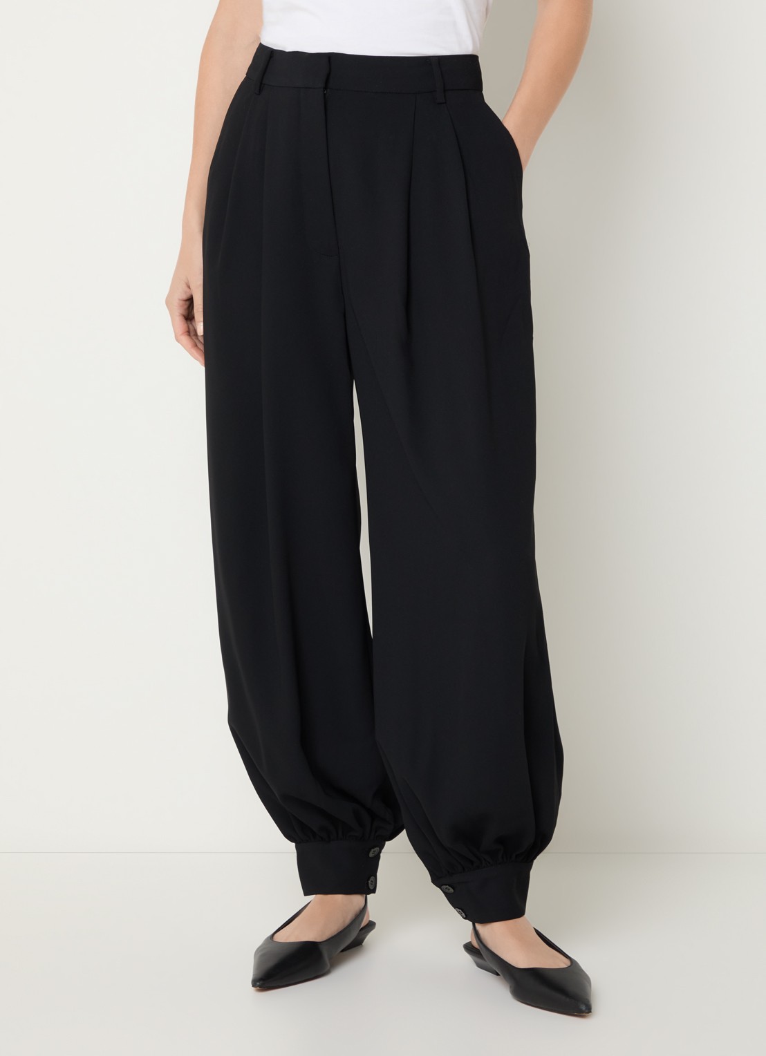 Day Birger et Mikkelsen Dayoda high waist tapered fit pantalon met steekzakken - detail zwart