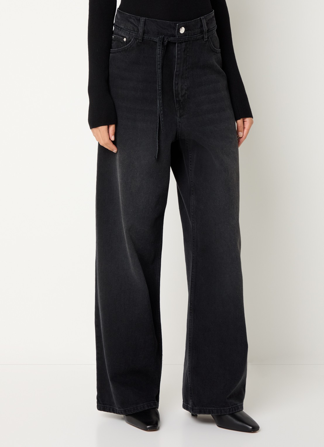 Day Birger et Mikkelsen Elijah high waist wide leg jeans met gekleurde wassing - detail 4 zwart