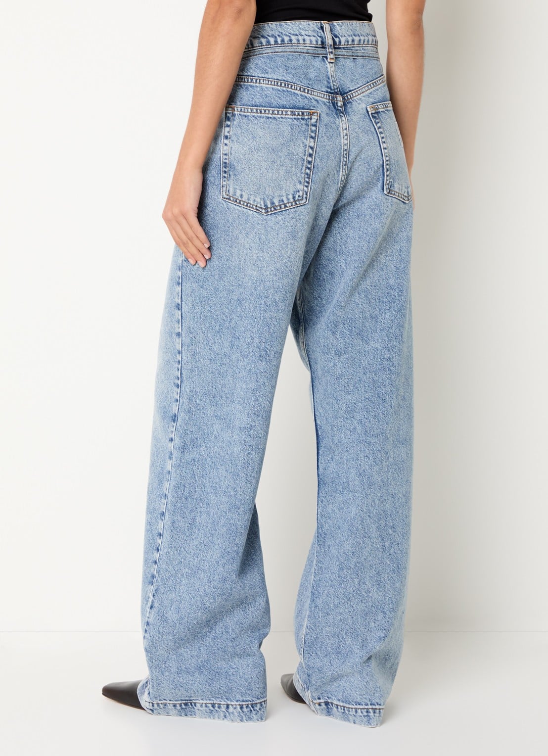 Day Birger et Mikkelsen Elijah high waist wide leg jeans met lichte wassing - achterkant 3 indigo