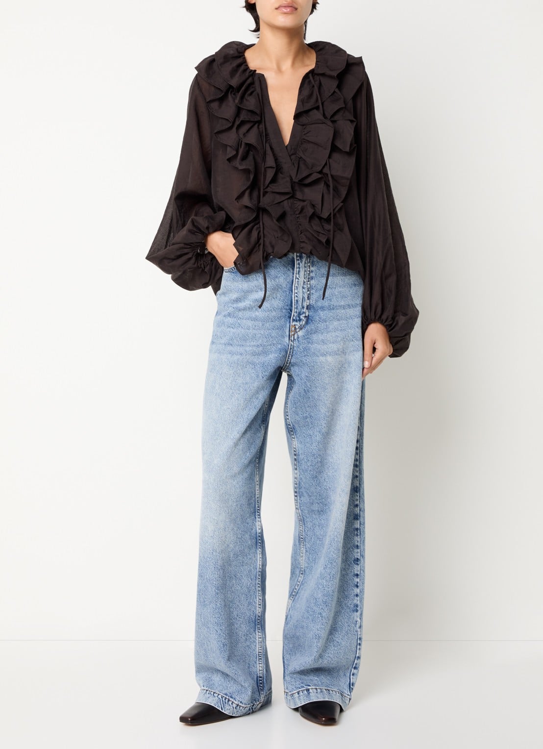 Day Birger et Mikkelsen Elijah high waist wide leg jeans met lichte wassing - voorkant 5 indigo