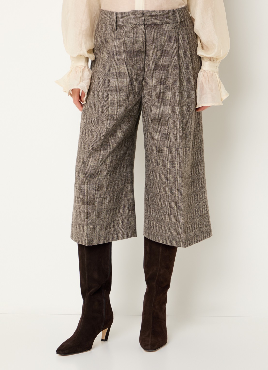 Day Birger et Mikkelsen Heri culotte in wolblend met ruitdessin en klepzak - detail lichtbruin