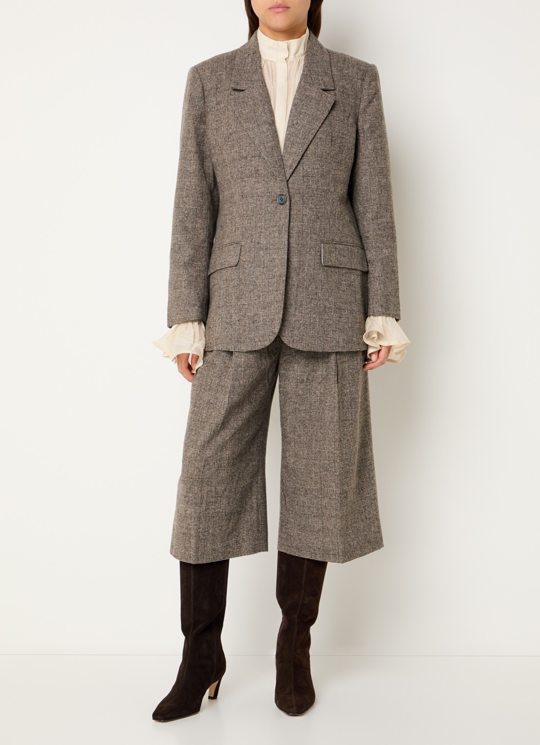 Day Birger et Mikkelsen Wales blazer met split en ruitdessin - voorkant 2 lichtbruin