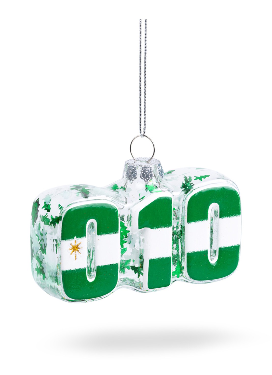 De Ballen Uit 010 Netnummer kersthanger 4,5 cm - voorkant 2 groen