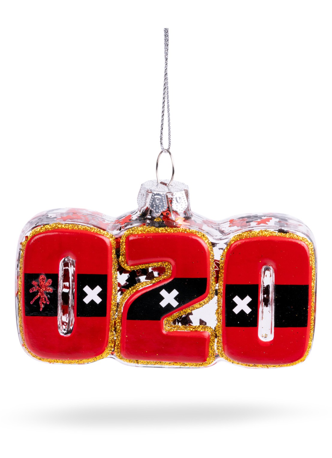 De Ballen Uit 020 Netnummer kersthanger 4,5 cm - voorkant rood