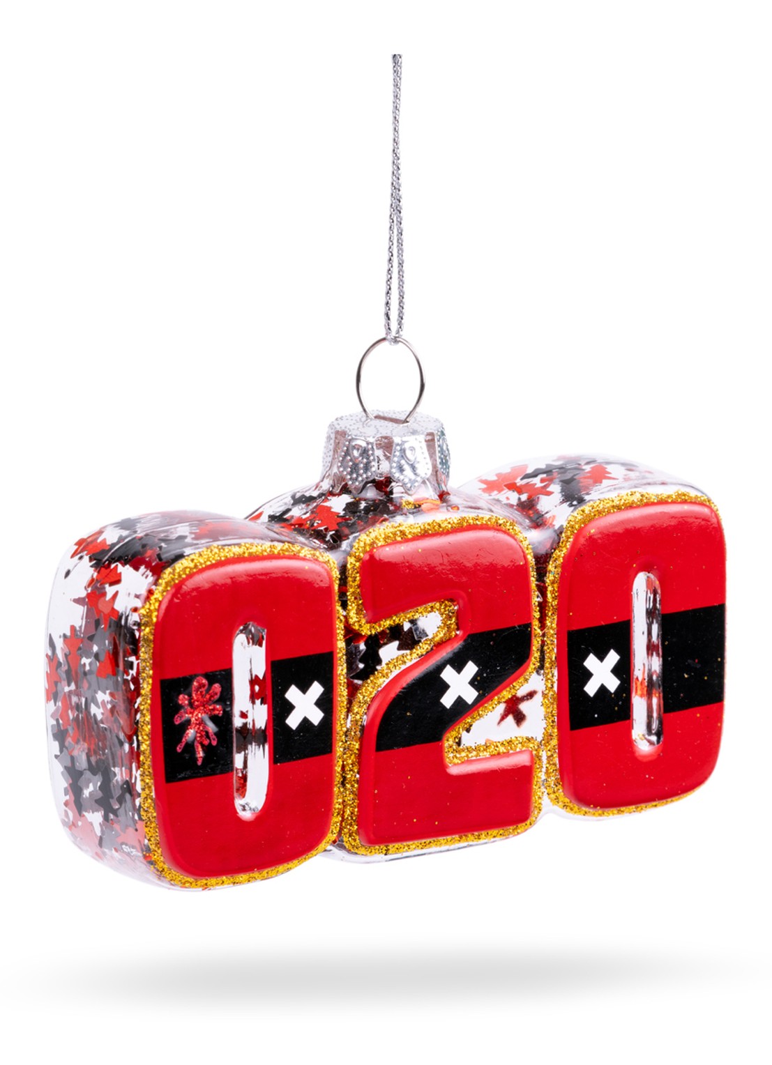 De Ballen Uit 020 Netnummer kersthanger 4,5 cm - voorkant 2 rood