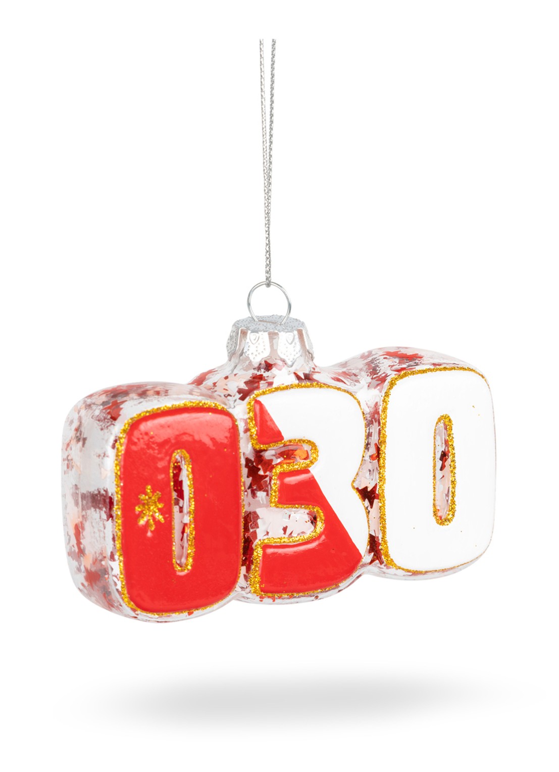 De Ballen Uit 030 Netnummer kersthanger 4,5 cm - voorkant 2 rood