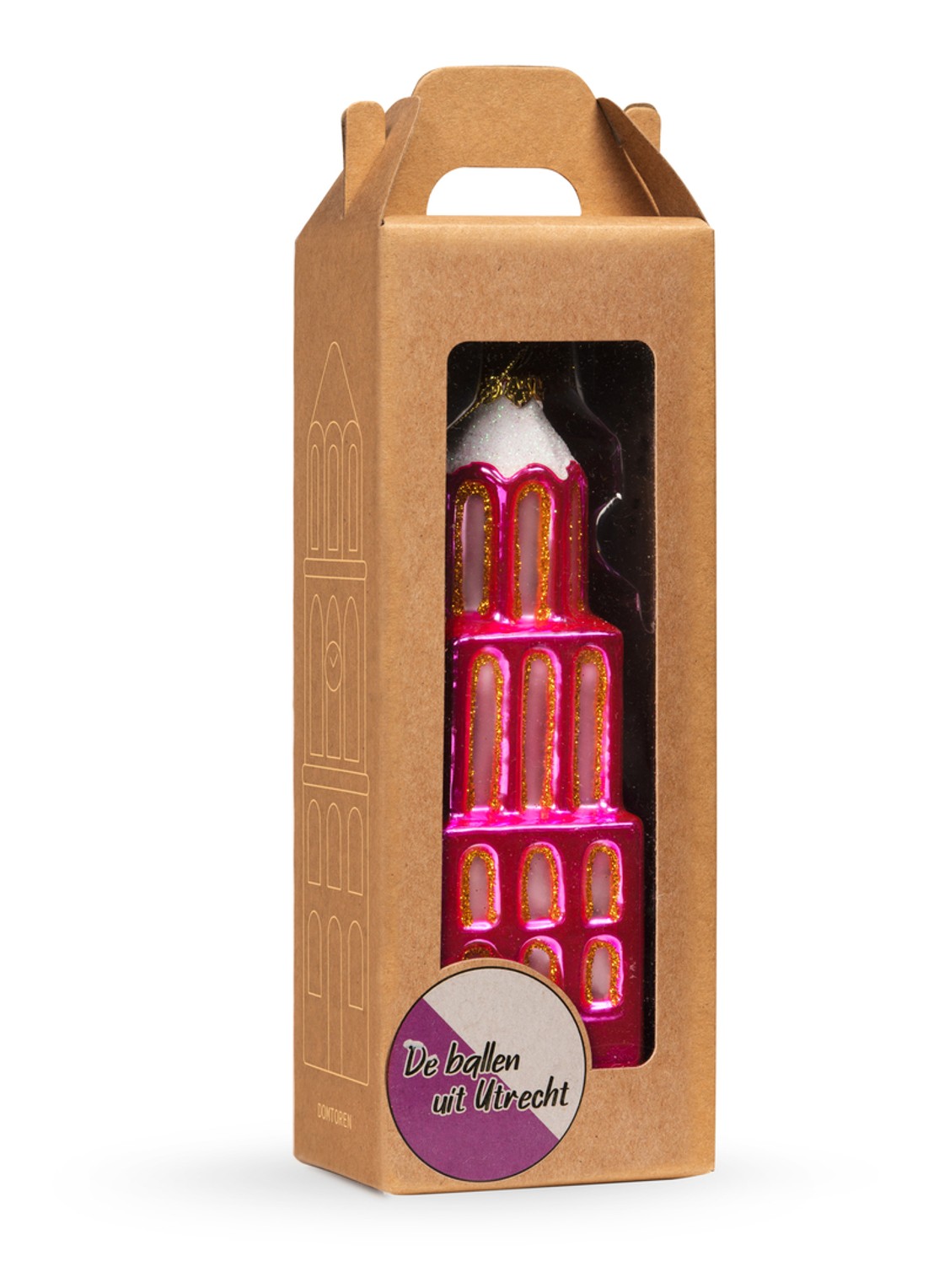 De Ballen Uit Domtoren kersthanger 13,6 cm - detail fuchsia