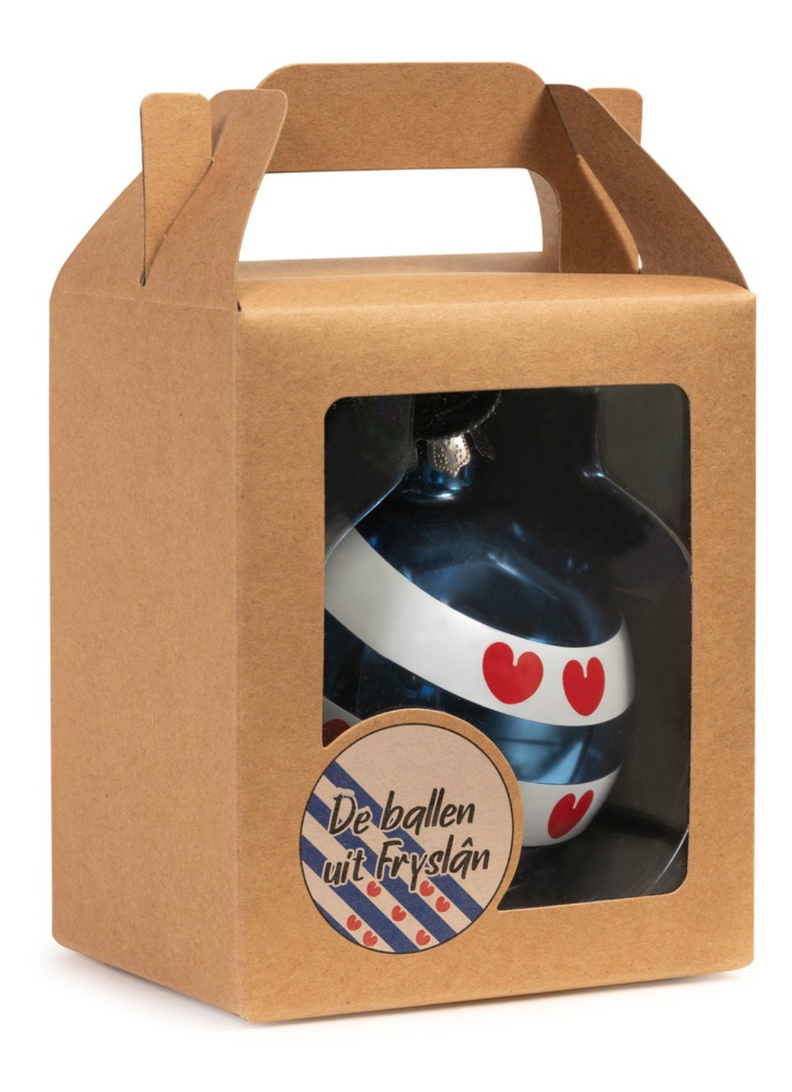 De Ballen Uit Friese Vlagbal kerstbal 8 cm - voorkant 2 blauw