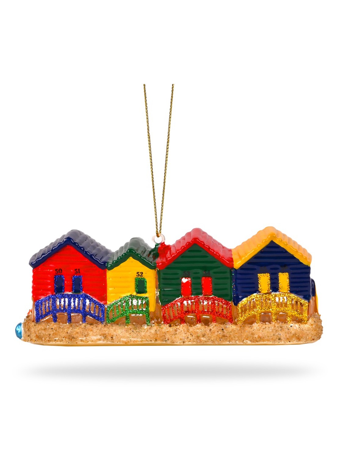 De Ballen Uit Muizenberg Strandhuisjes kersthanger 4,5 cm - voorkant groen