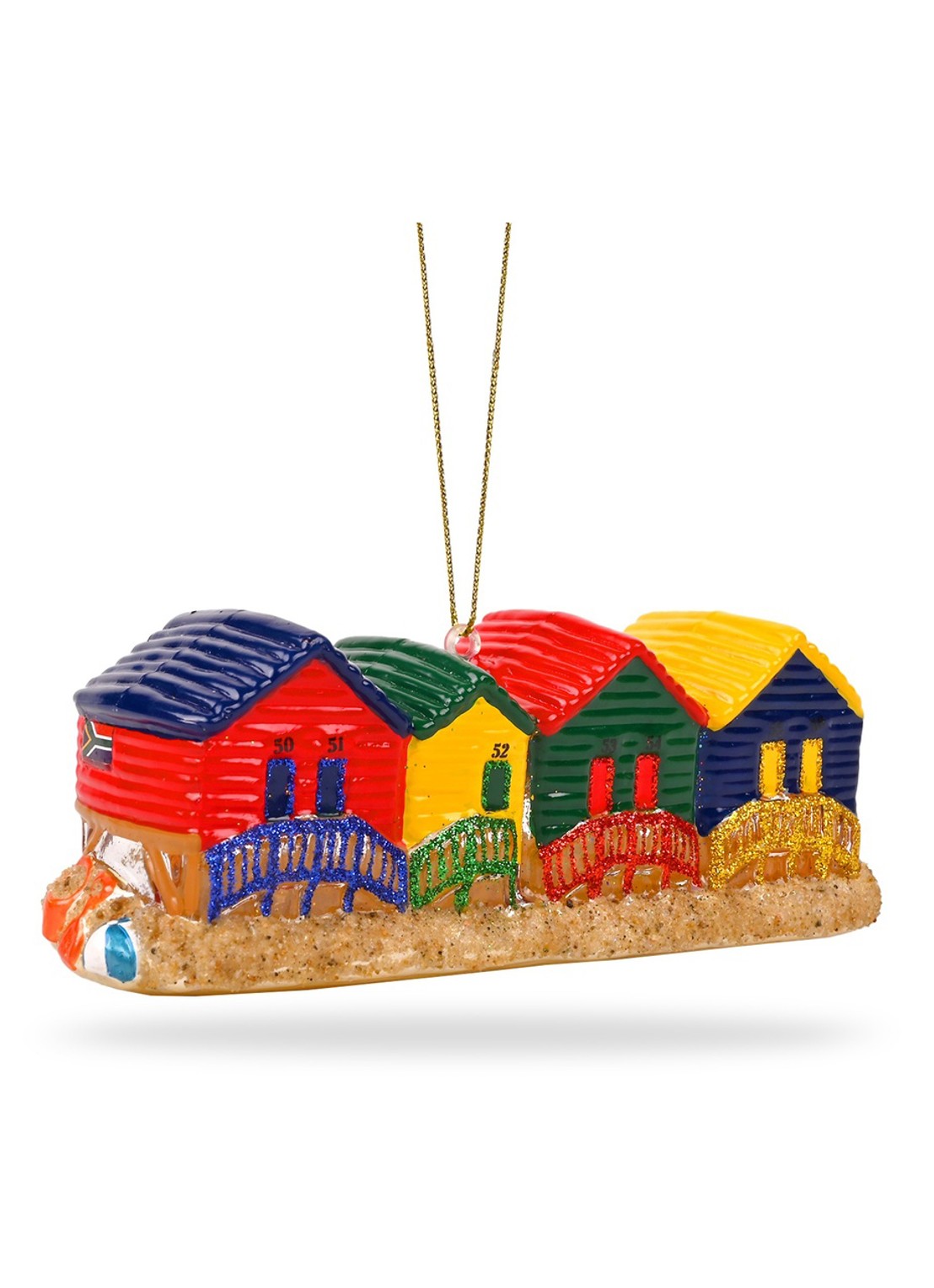 De Ballen Uit Muizenberg Strandhuisjes kersthanger 4,5 cm - voorkant 2 groen
