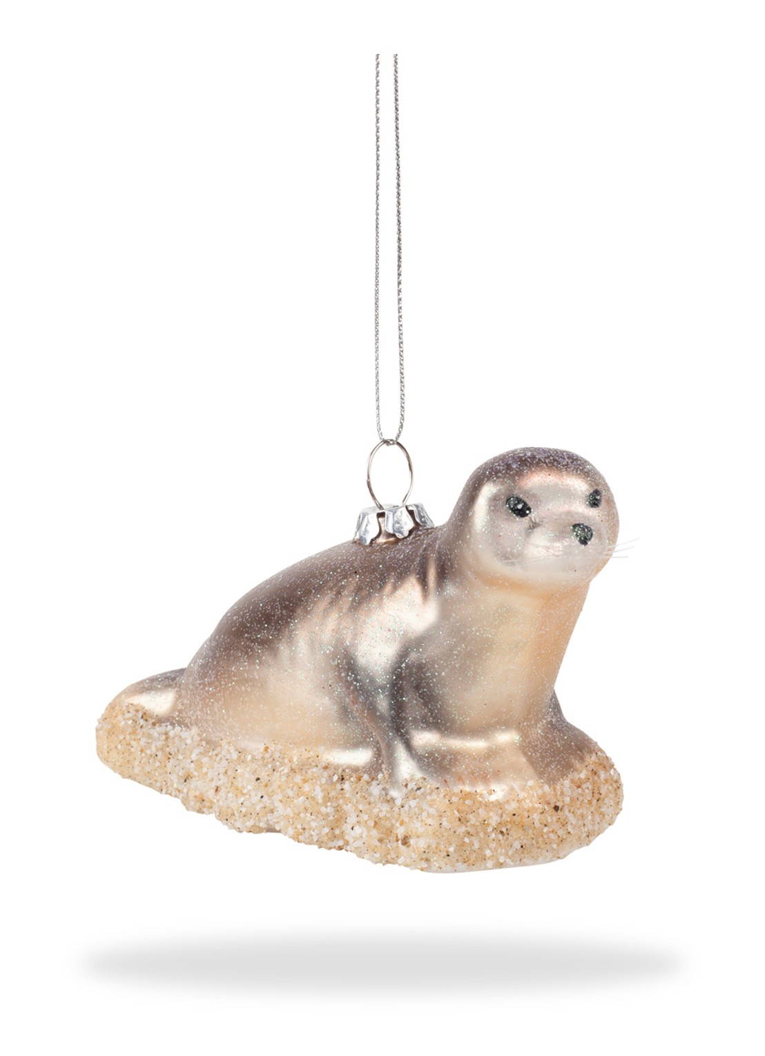 De Ballen Uit Zeehond kersthanger 7 cm - voorkant 2 zand