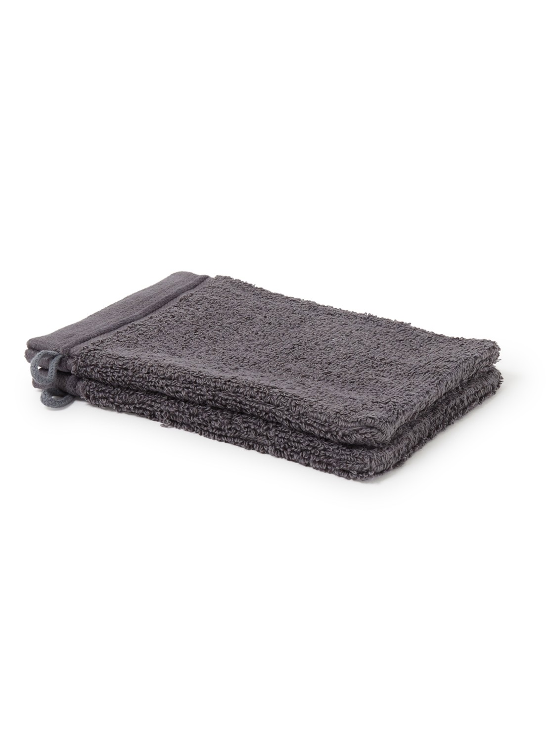 de Bijenkorf Home Evolution washand- 580 gr/m2 - 16 x 21 cm set van 2 - voorkant 3 antraciet