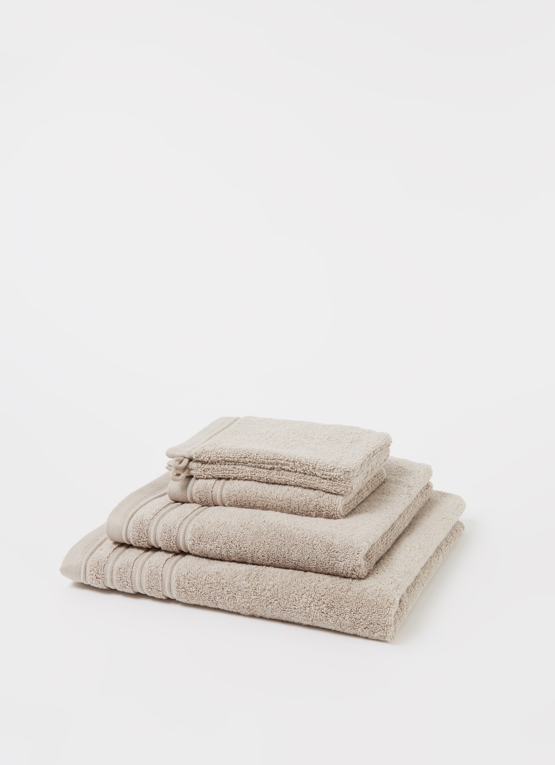 de Bijenkorf Home Evolution washand- 580 gr/m2 - 16 x 21 cm set van 2 - detail 3 taupe