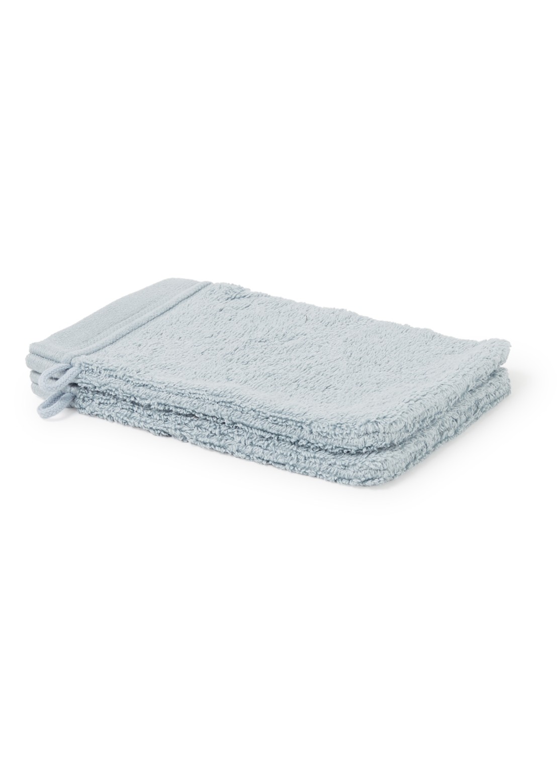de Bijenkorf Home Evolution washand- 580 gr/m2 - 16 x 21 cm set van 2 - voorkant 3 lichtblauw