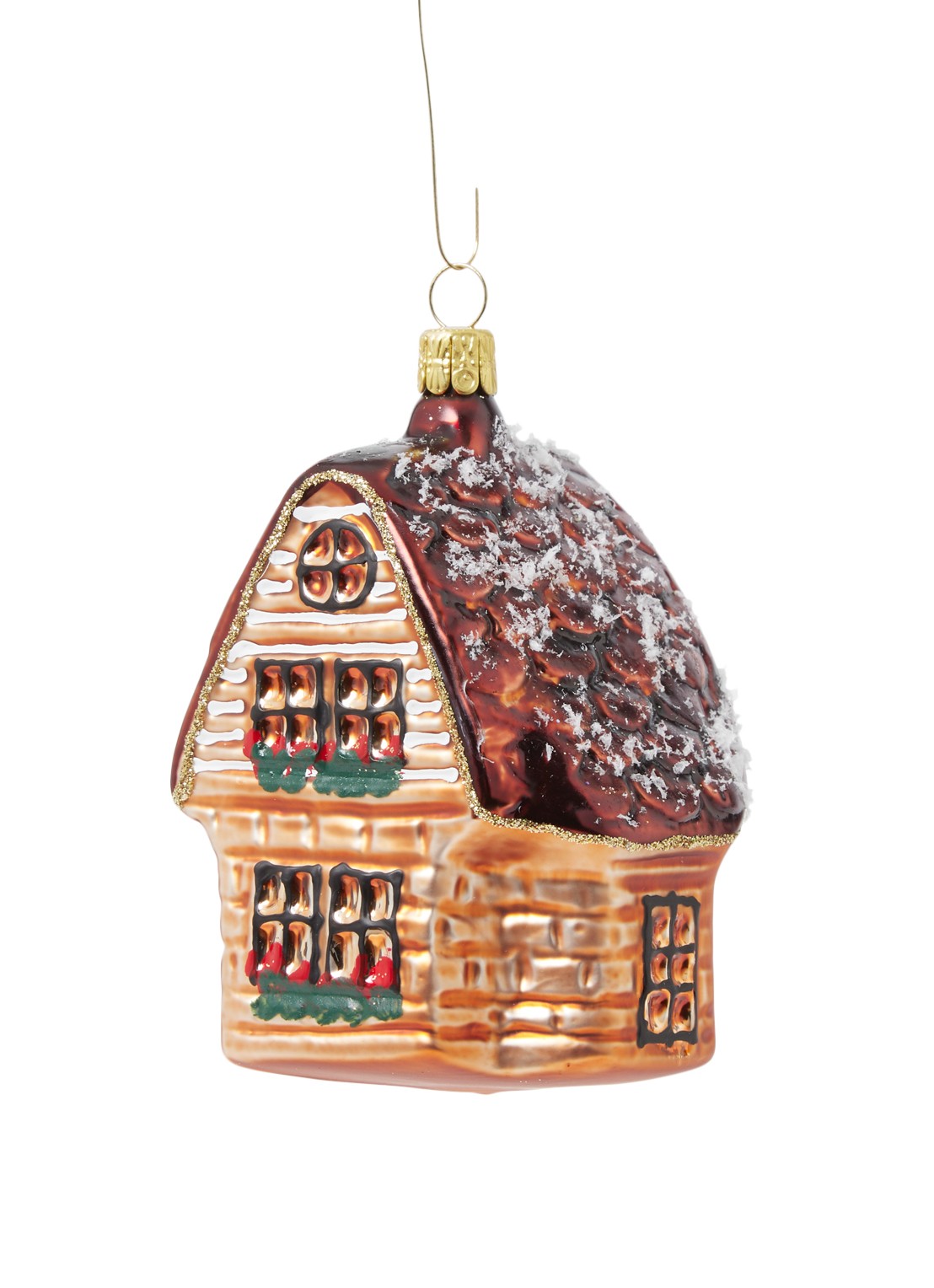 de Bijenkorf Home Huisje kersthanger 9 cm - voorkant bruin