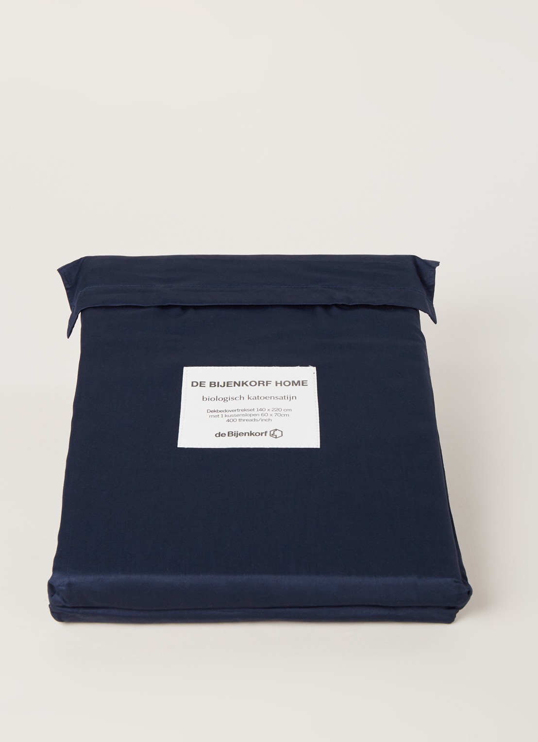 de Bijenkorf Home   katoensatijn dekbedovertrekset 400TC - inclusief kussenslopen - detail 4 blauw