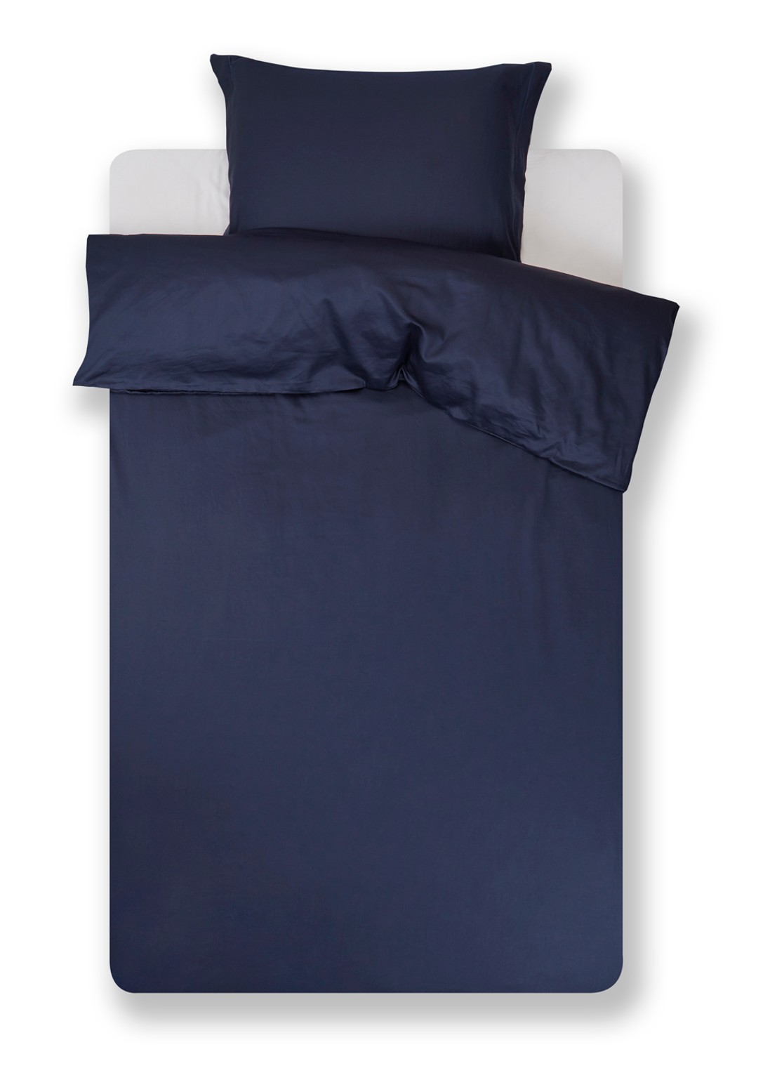 de Bijenkorf Home   katoensatijn dekbedovertrekset 400TC - inclusief kussenslopen - voorkant blauw