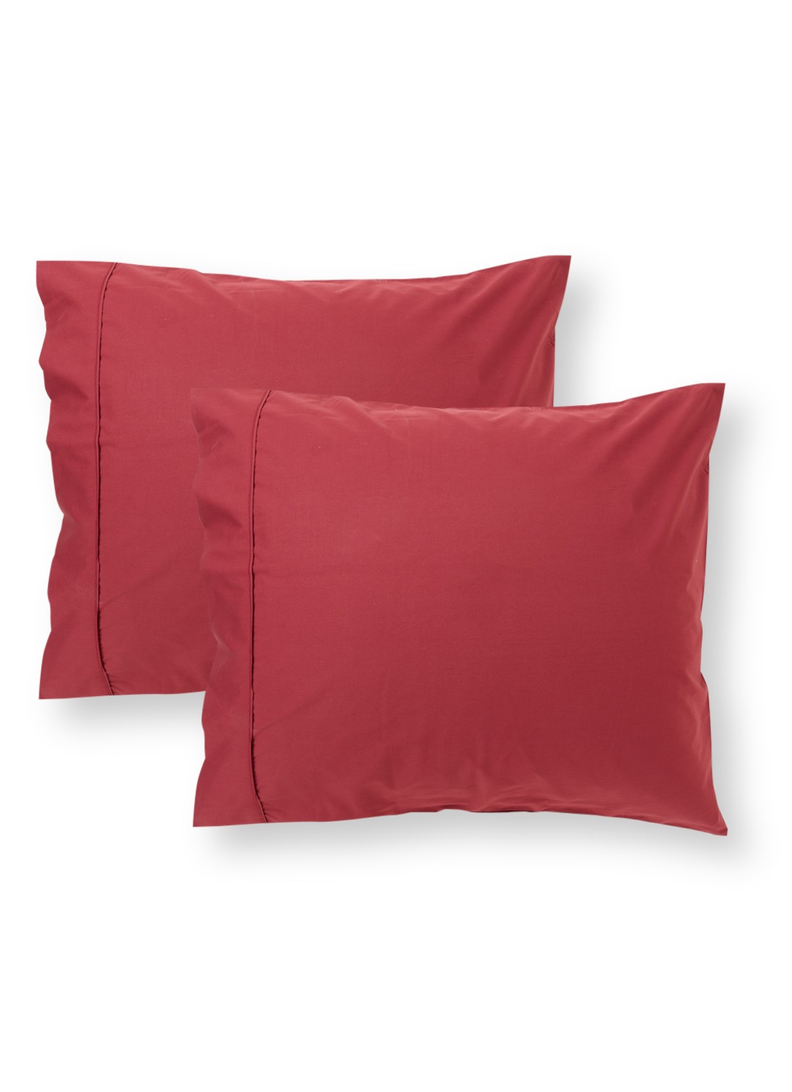de Bijenkorf Home  kussensloop van  katoen 200TC in 2-pack - voorkant 2 donkerrood