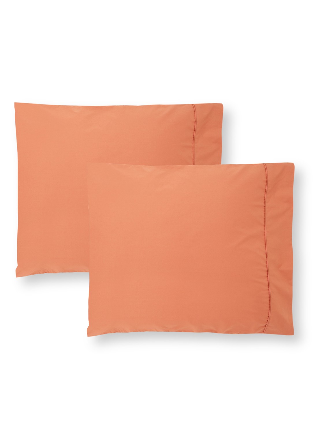 de Bijenkorf Home  kussensloop van  katoen 200TC in 2-pack - voorkant 2 roestbruin