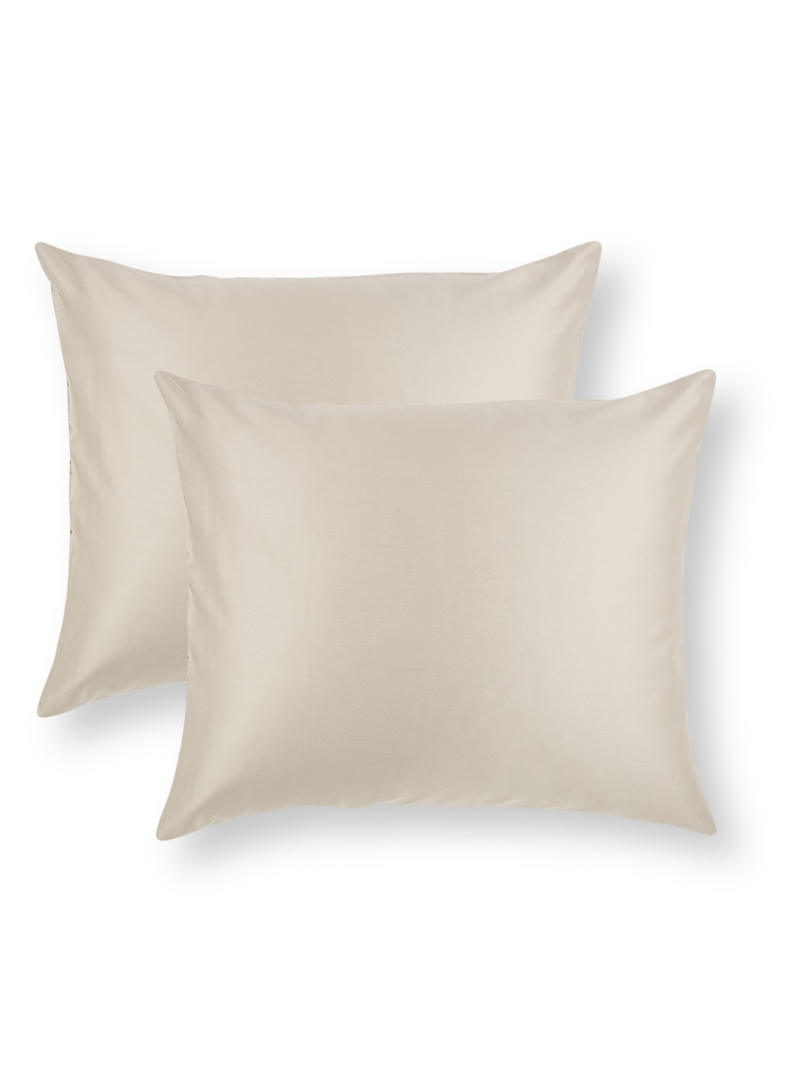 de Bijenkorf Home  kussensloop van  katoensatijn 300TC in 2-pack  - voorkant taupe