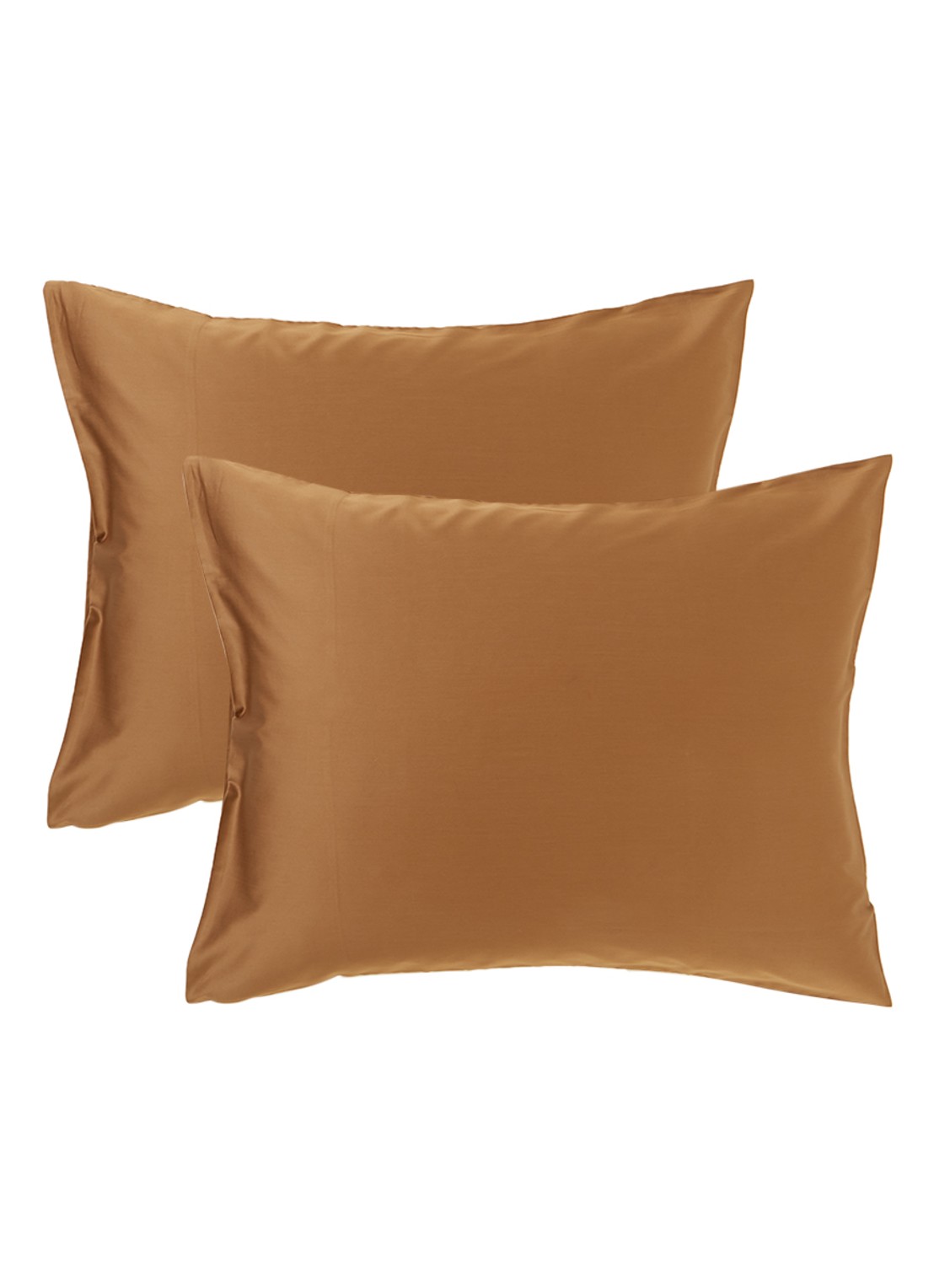 de Bijenkorf Home  kussensloop van  katoensatijn 300TC in 2-pack  - voorkant bruin