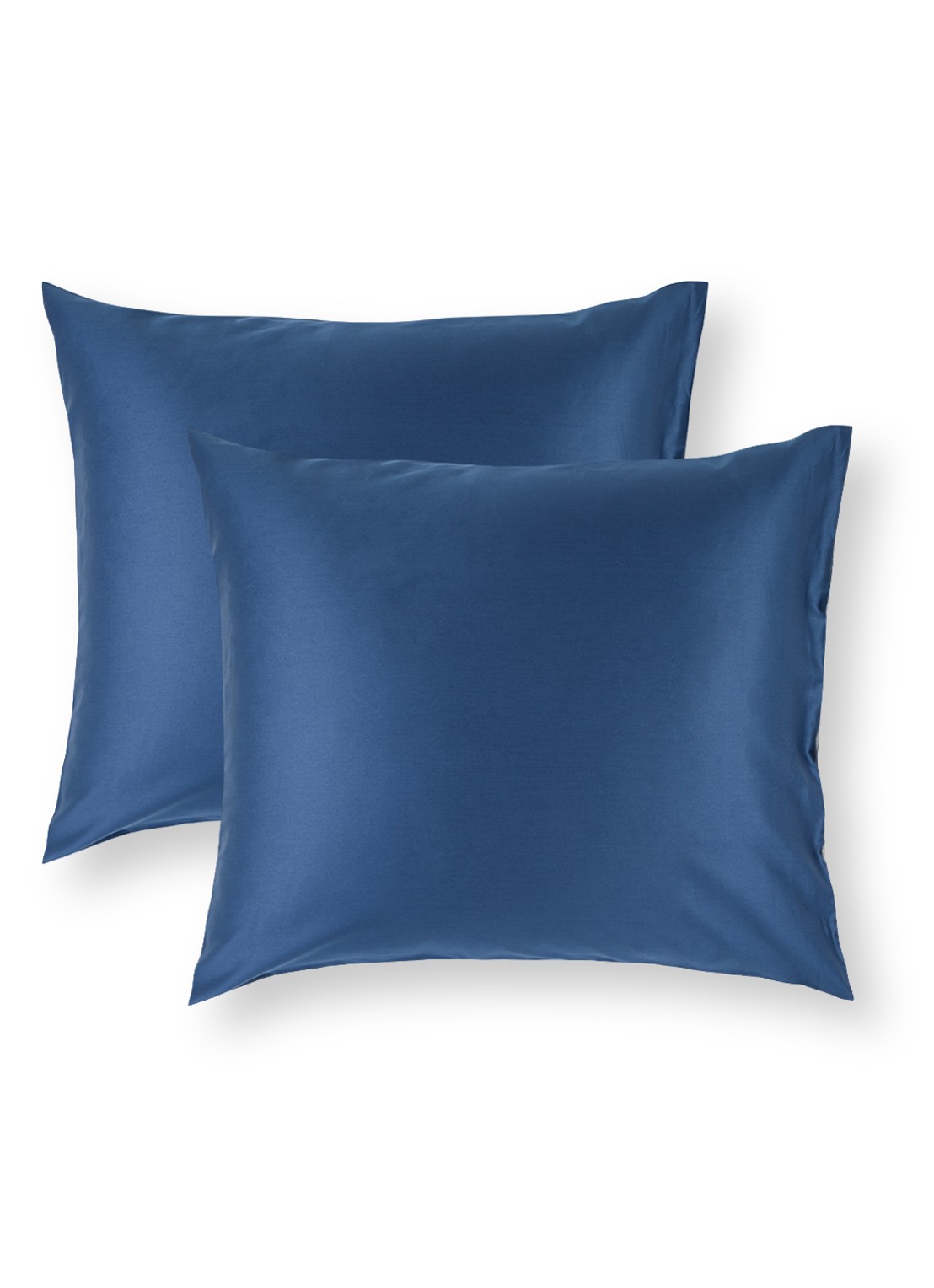 de Bijenkorf Home  kussensloop van  katoensatijn 300TC in 2-pack  - voorkant blauw