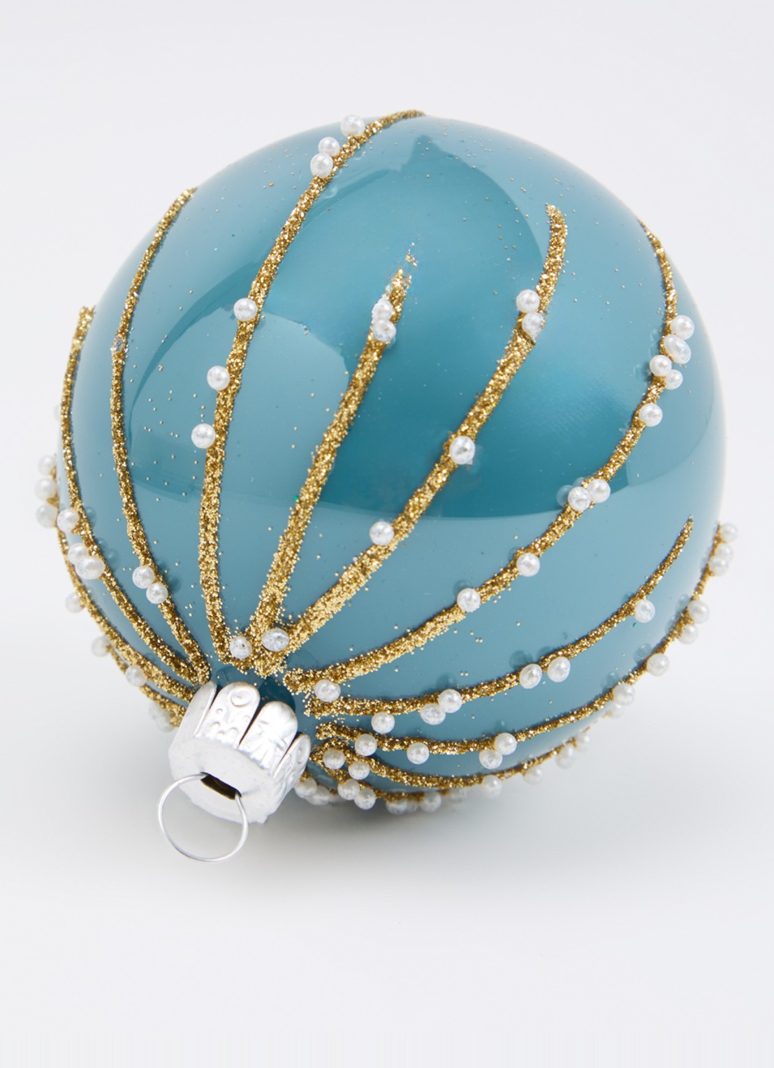 de Bijenkorf Home Regen kerstbal 7 cm - detail blauw