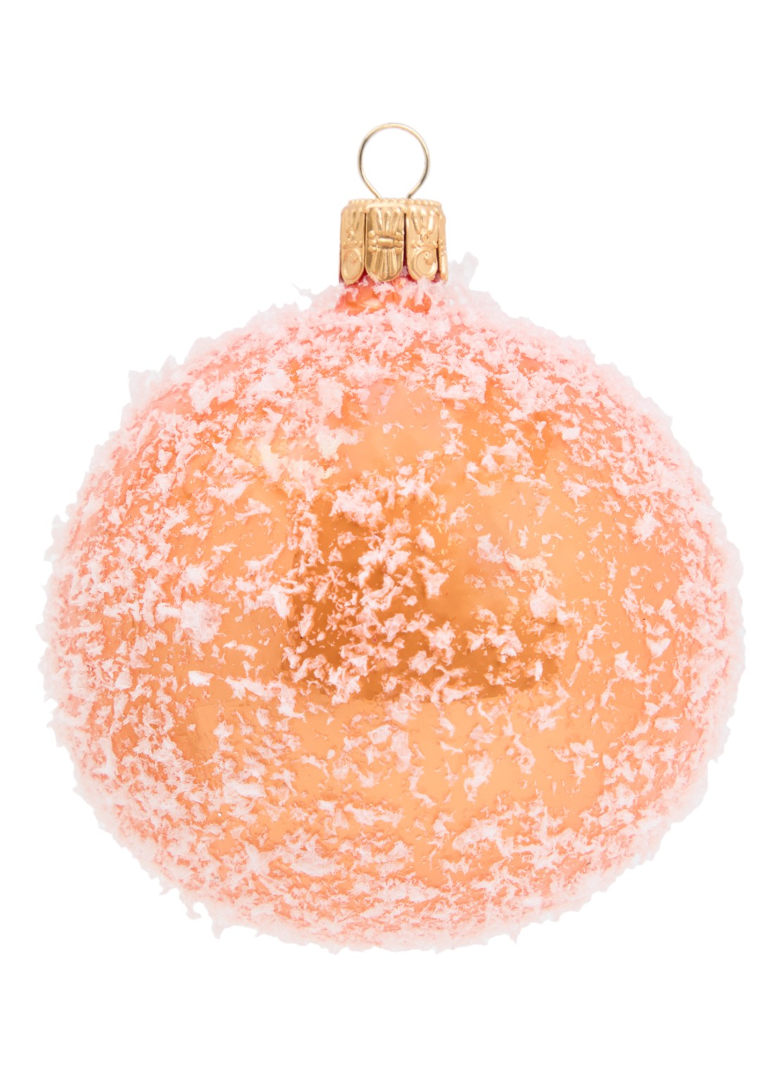 de Bijenkorf Home Sneeuw kerstbal 8 cm - voorkant 2 oranje