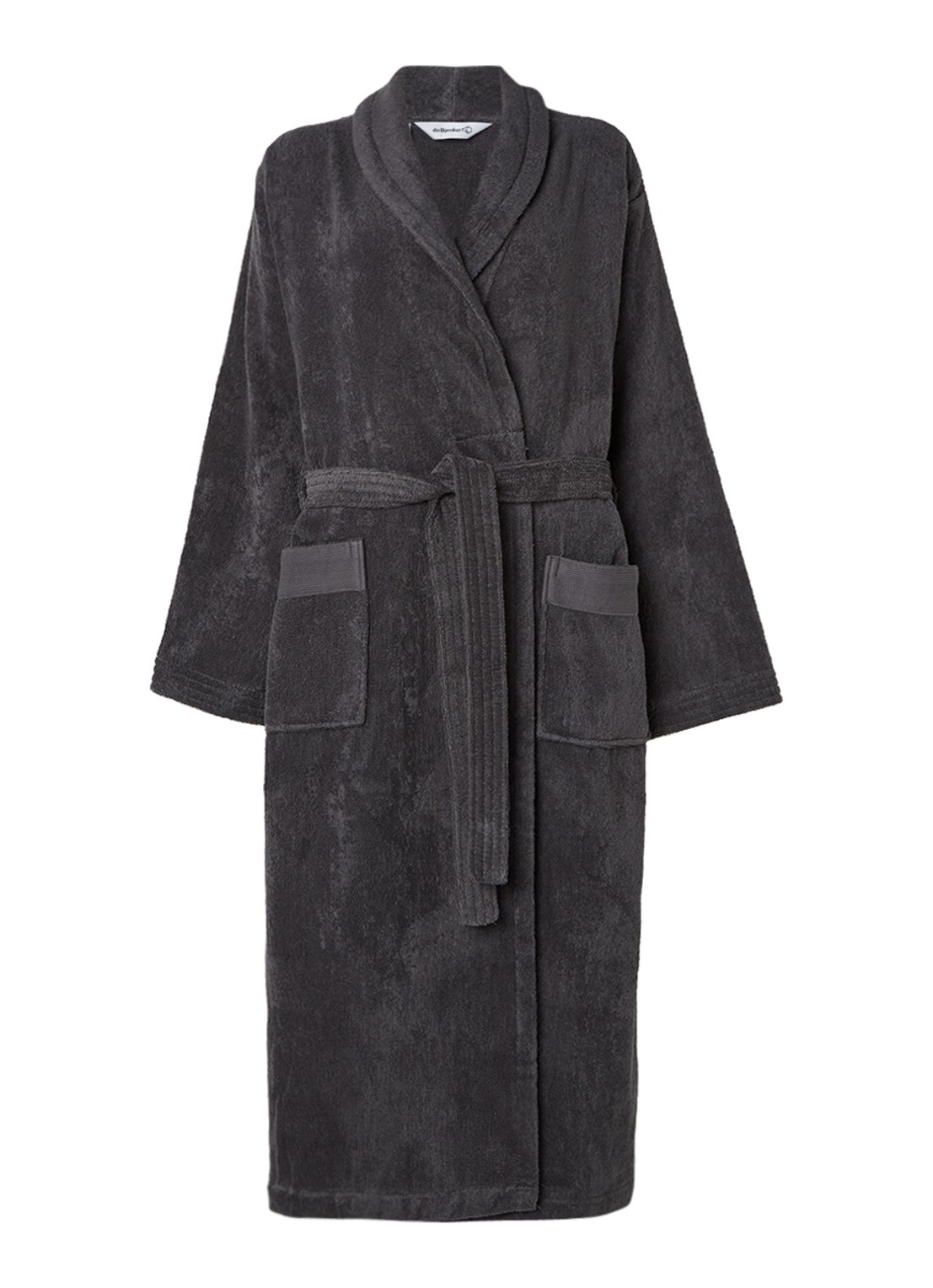 de Bijenkorf Home  Softness badjas van  katoen - unisex - voorkant antraciet
