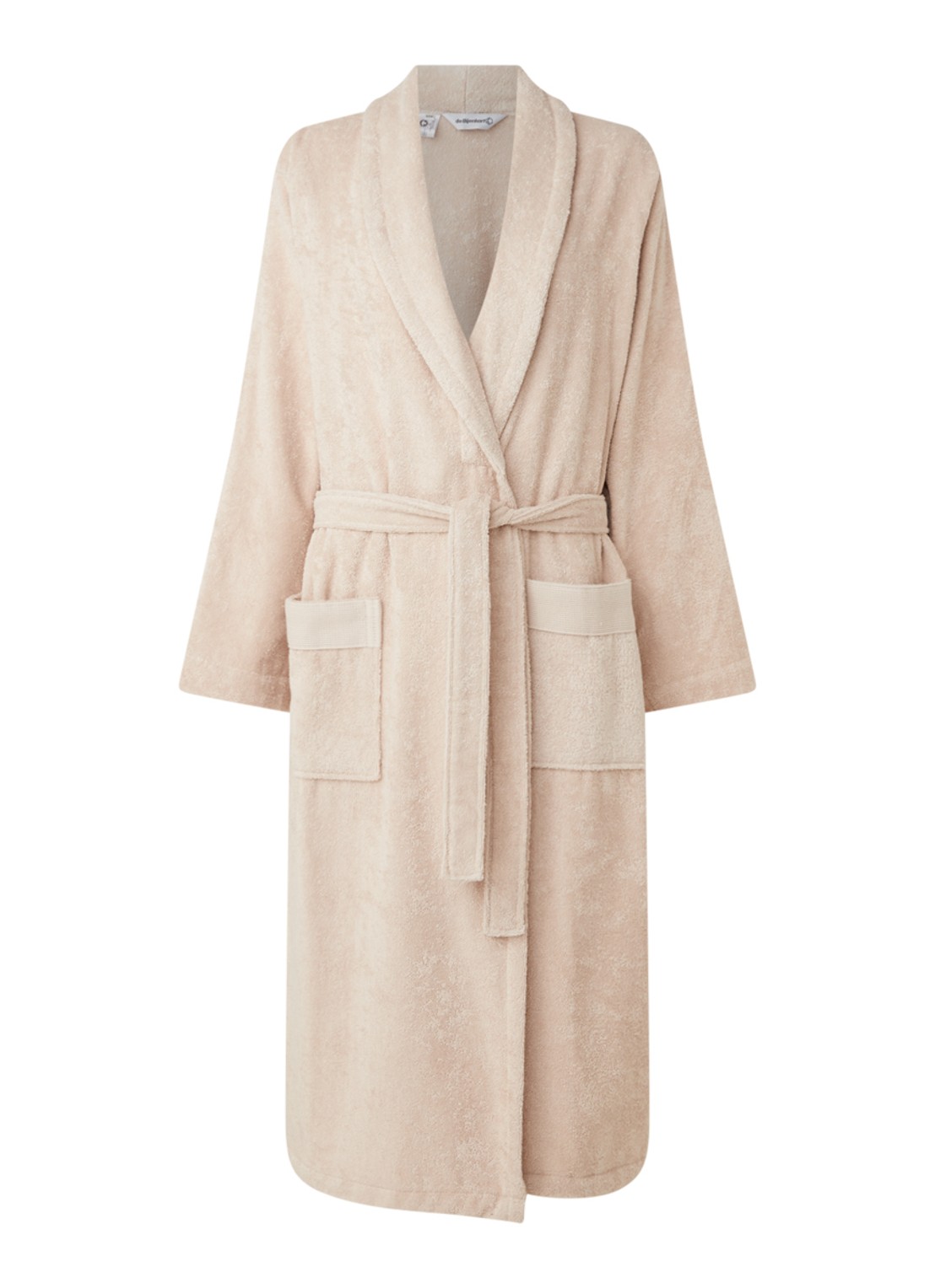 de Bijenkorf Home  Softness badjas van  katoen - unisex - voorkant beige