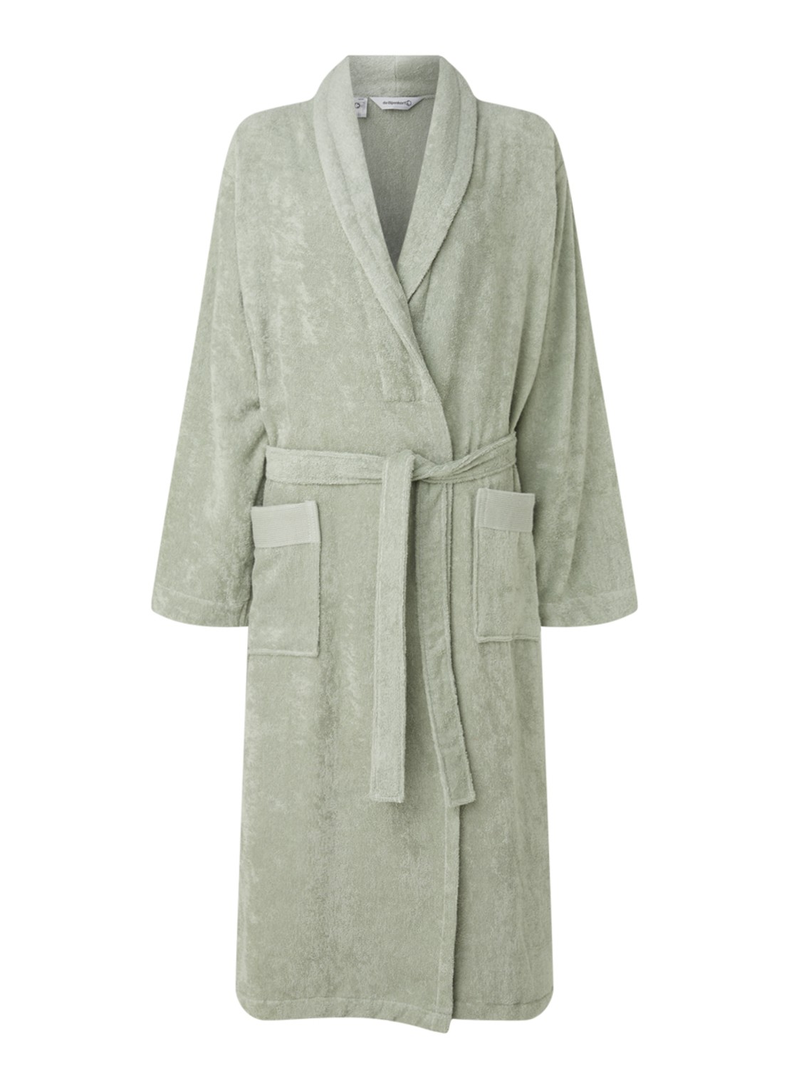de Bijenkorf Home  Softness badjas van  katoen - unisex - voorkant lindegroen