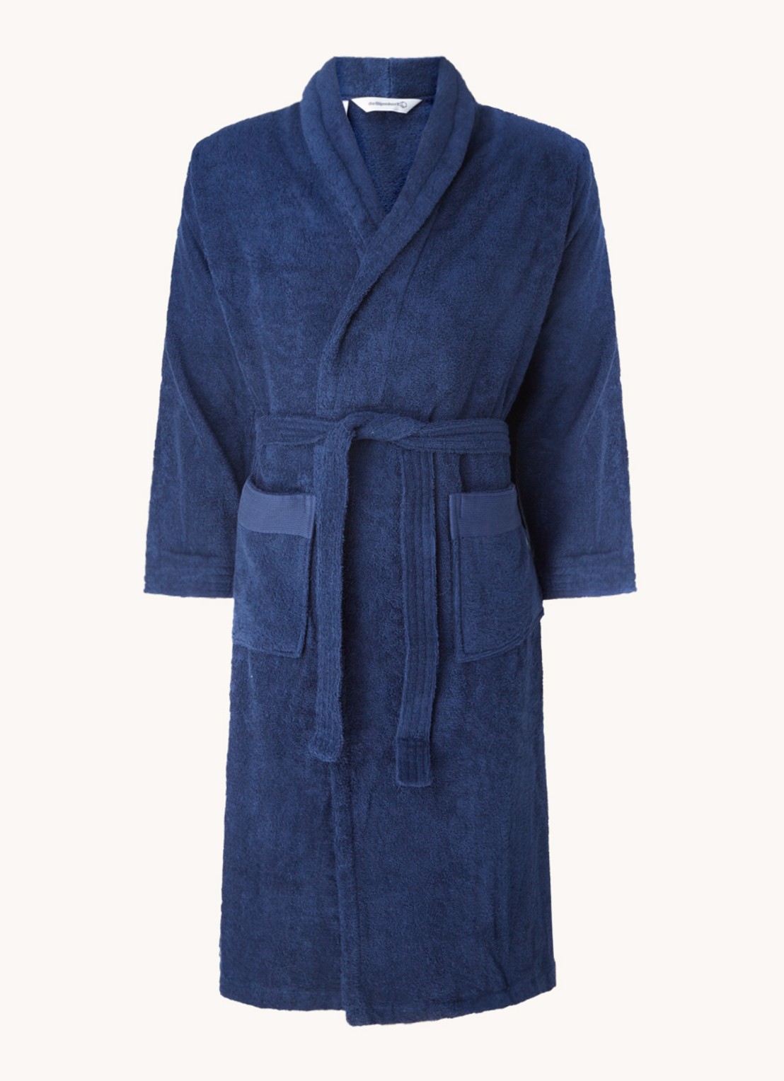 de Bijenkorf Home  Softness badjas van  katoen - unisex - voorkant 3 blauw