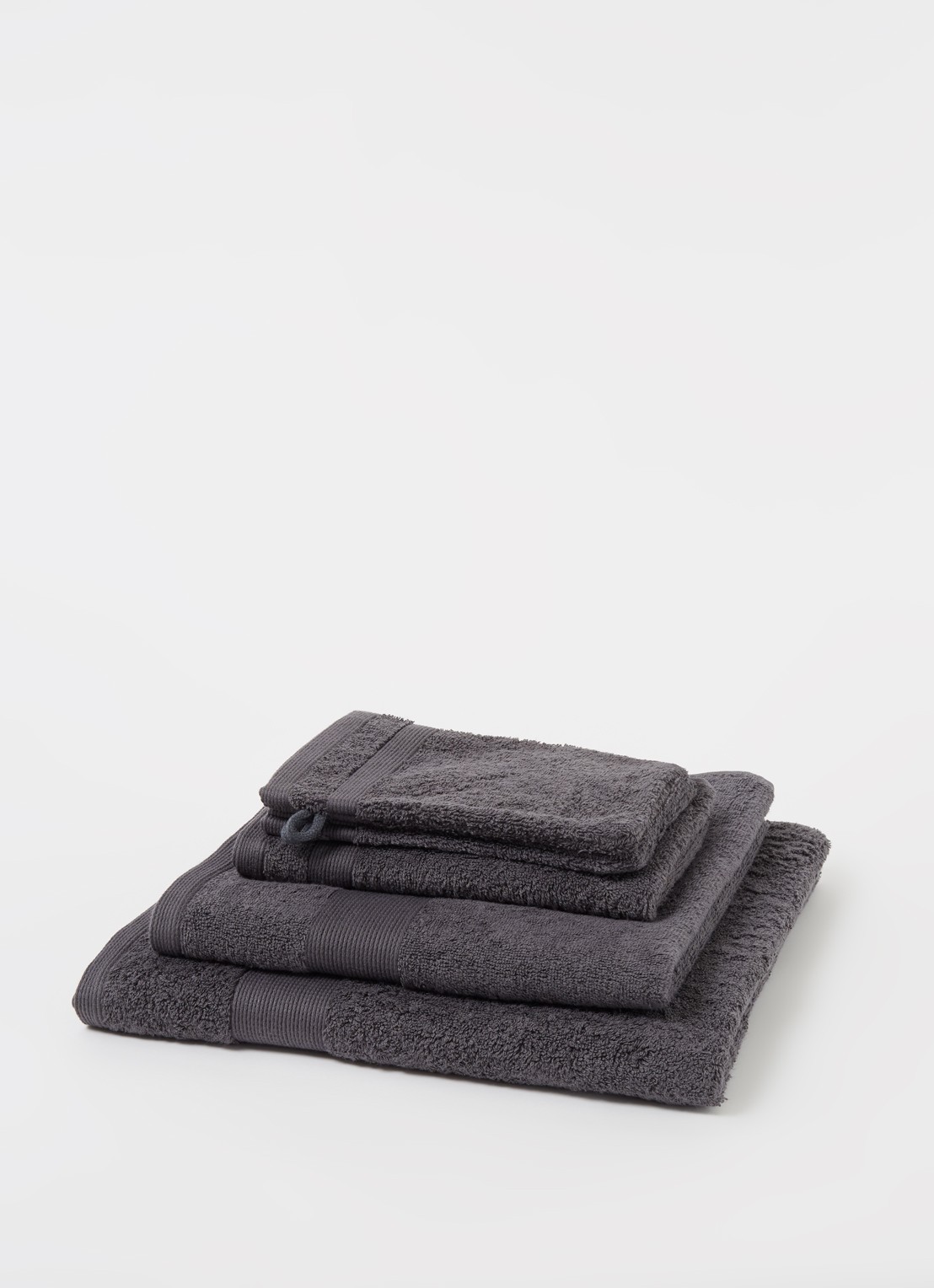 de Bijenkorf Home  Softness washand - 600 gr/m2 - 16 x 21 cm set van 2 - detail antraciet